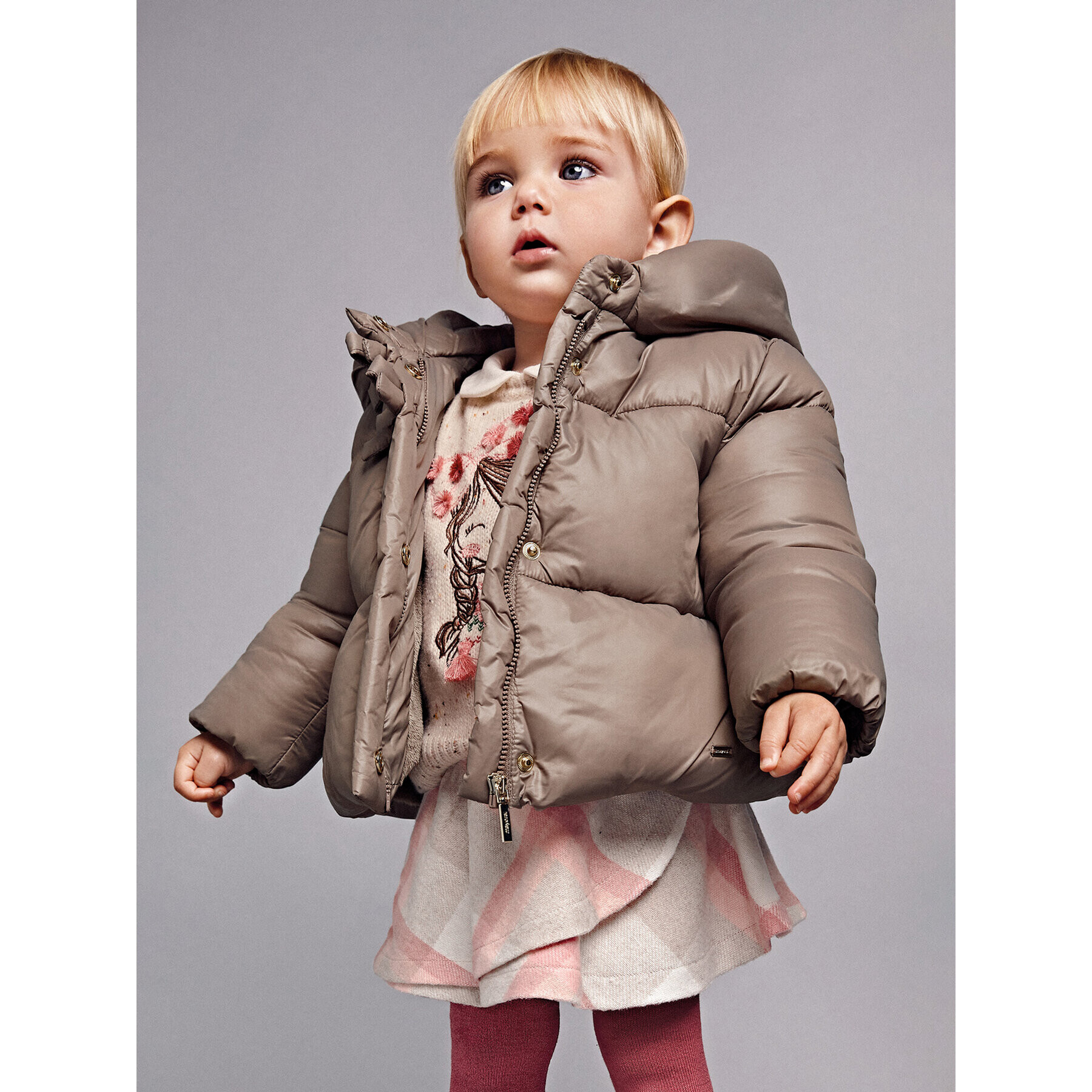 Mayoral Пухено яке 2439 Кафяв Regular Fit - Pepit.bg