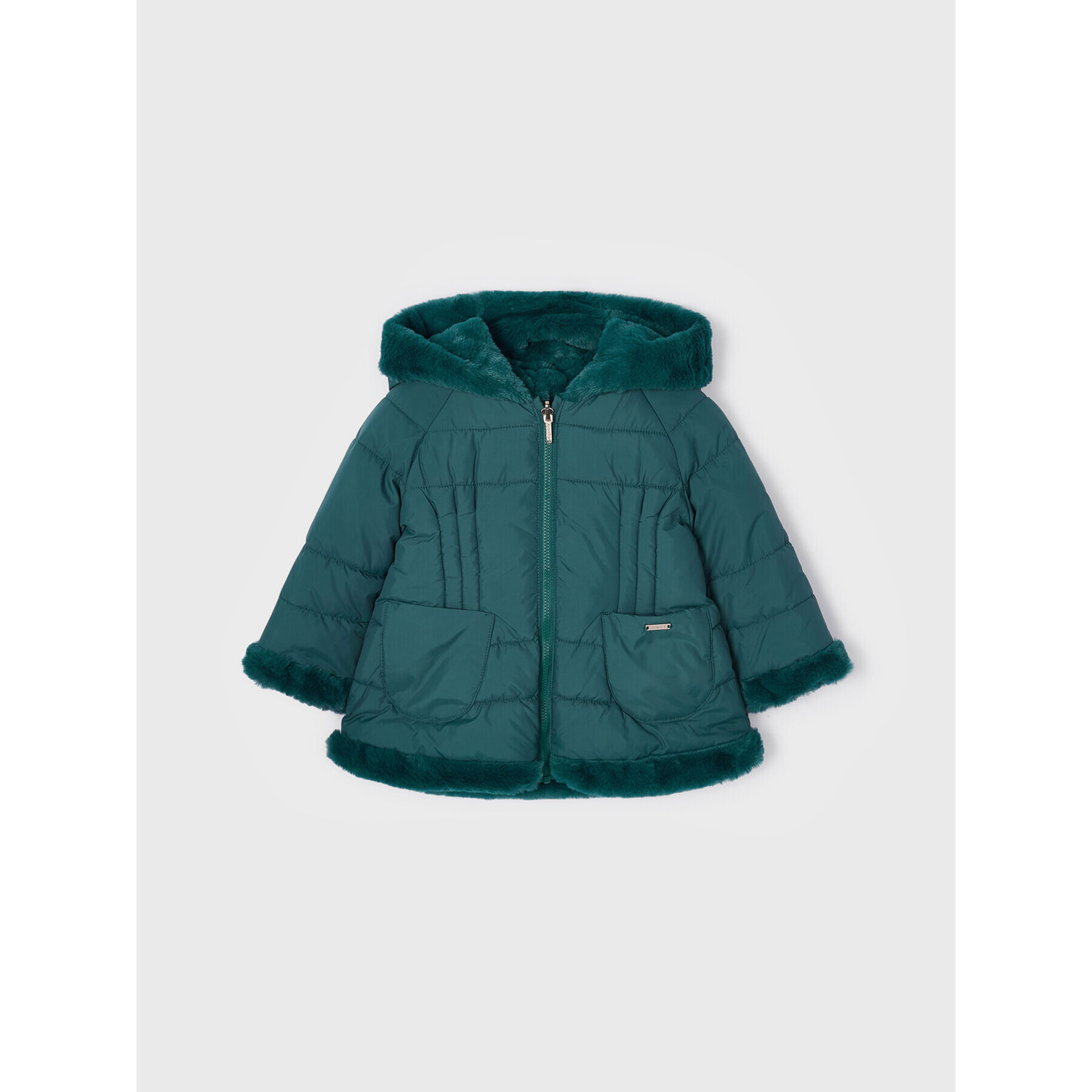 Mayoral Пухено яке 2441 Зелен Regular Fit - Pepit.bg