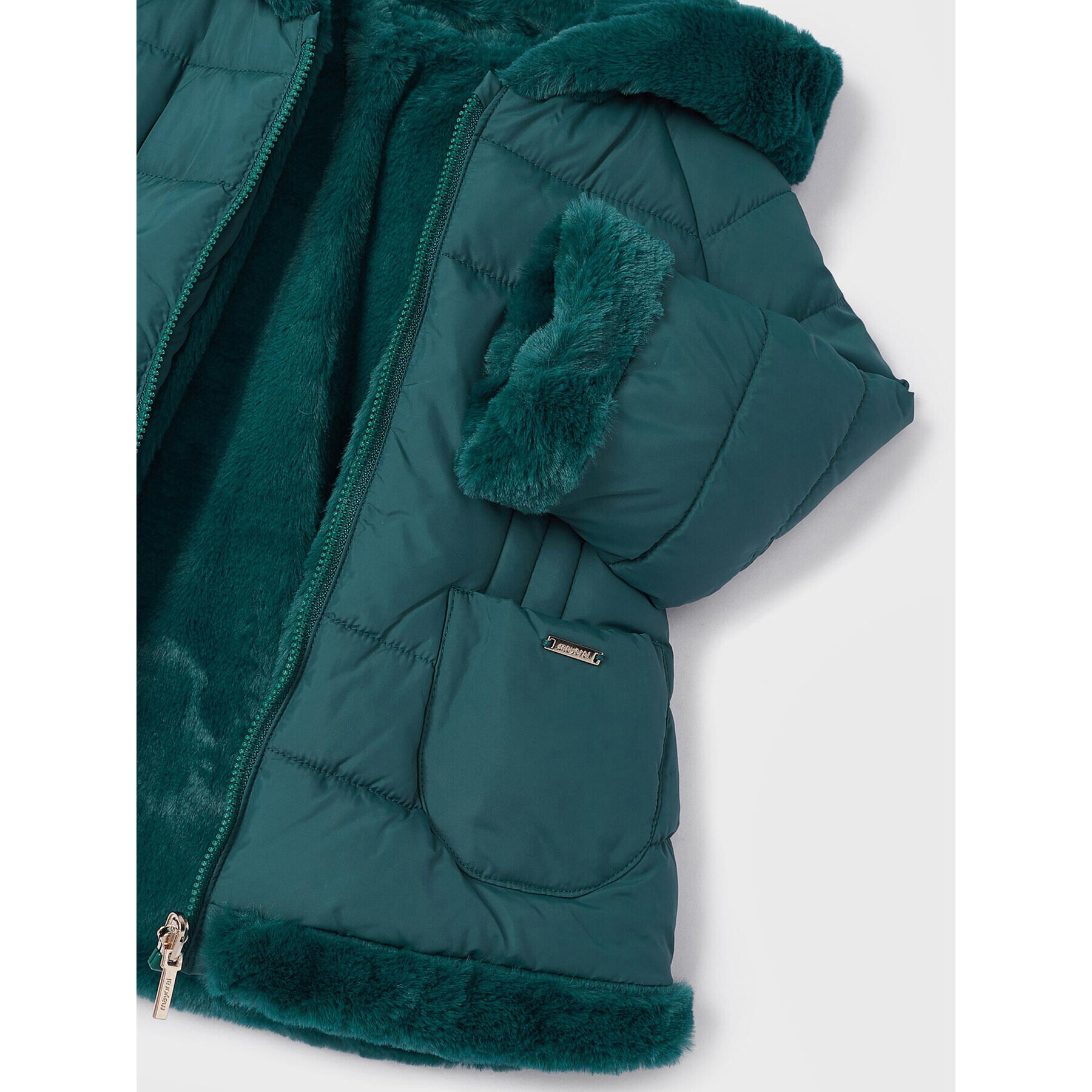 Mayoral Пухено яке 2441 Зелен Regular Fit - Pepit.bg