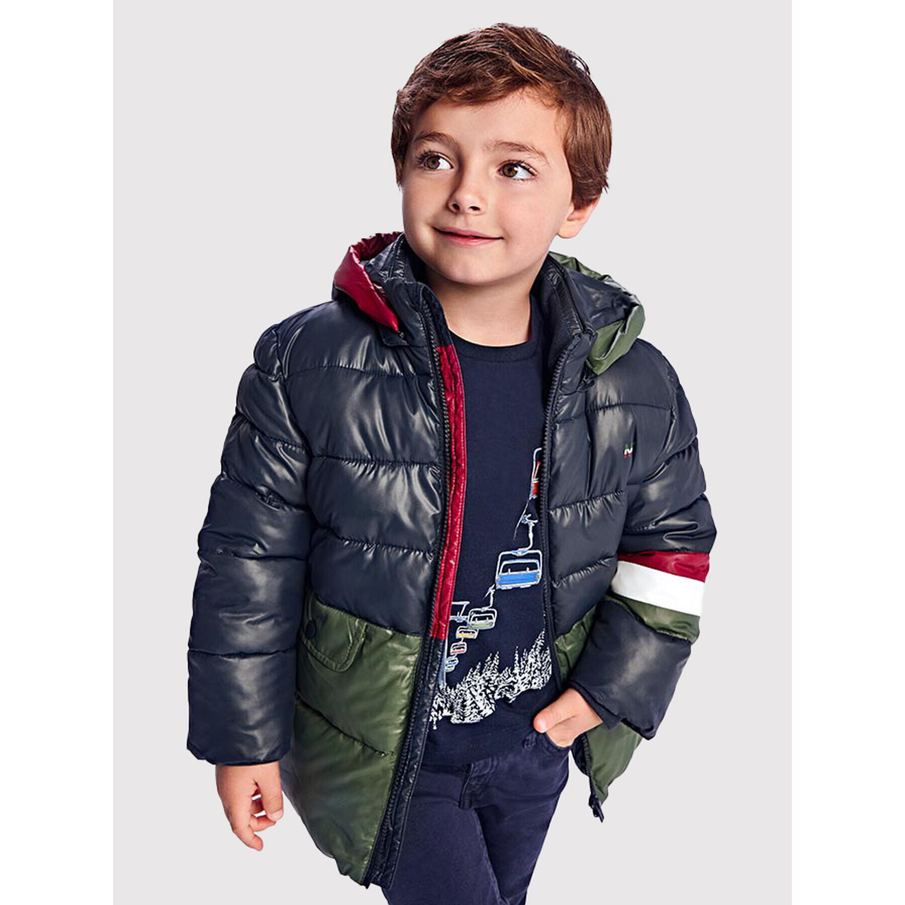 Mayoral Пухено яке 4413 Тъмносин Regular Fit - Pepit.bg