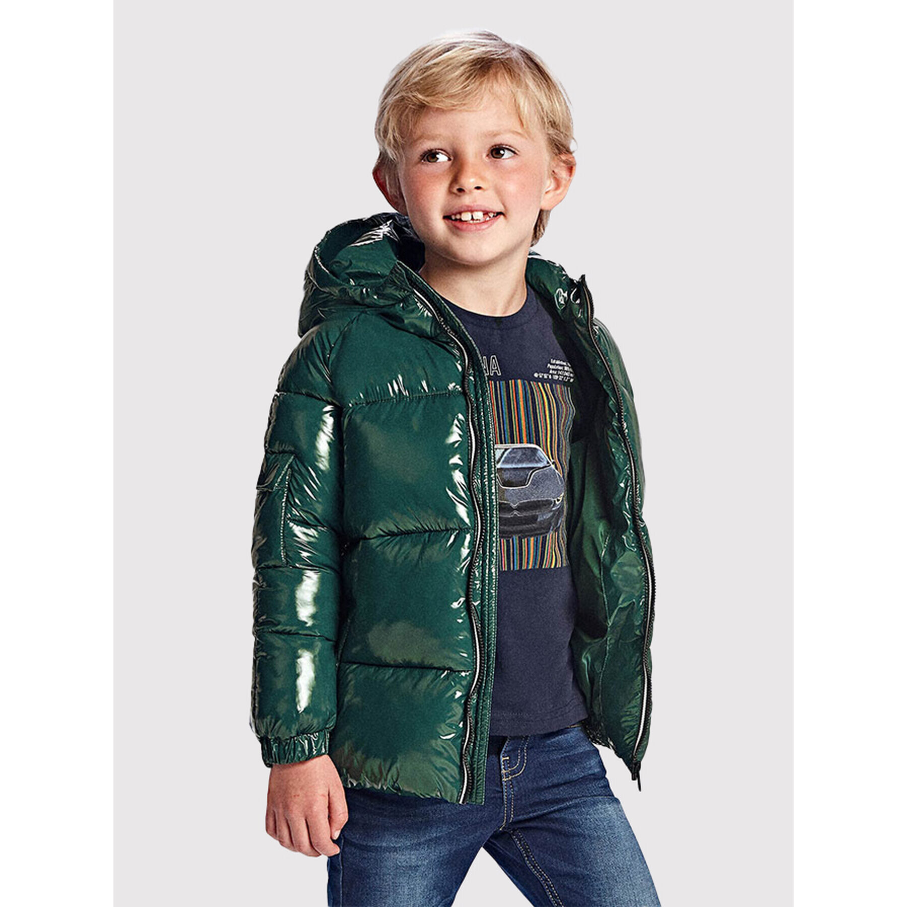 Mayoral Пухено яке 4421 Зелен Regular Fit - Pepit.bg