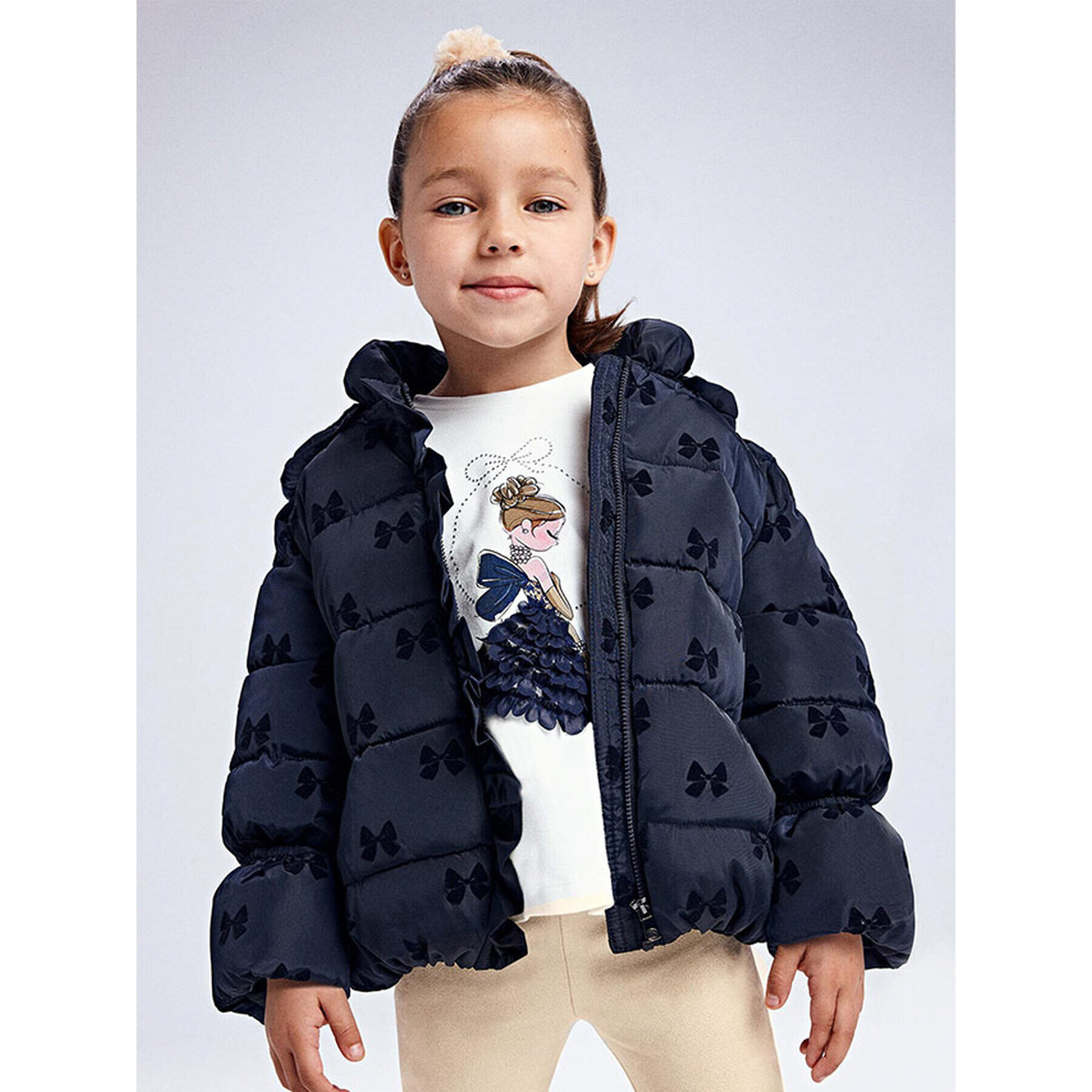 Mayoral Пухено яке 4437 Тъмносин Regular Fit - Pepit.bg
