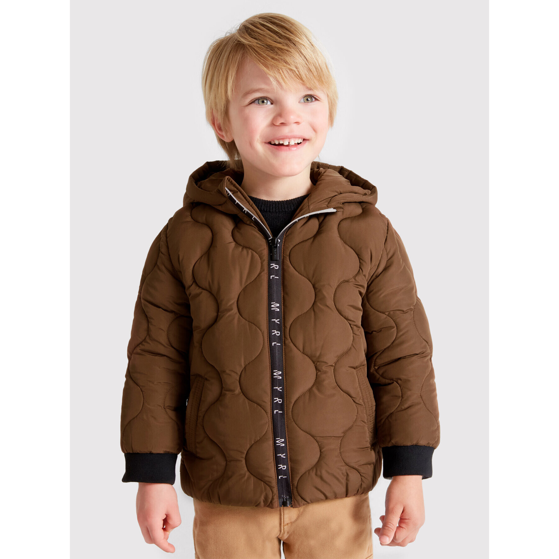 Mayoral Пухено яке 4468 Кафяв Regular Fit - Pepit.bg