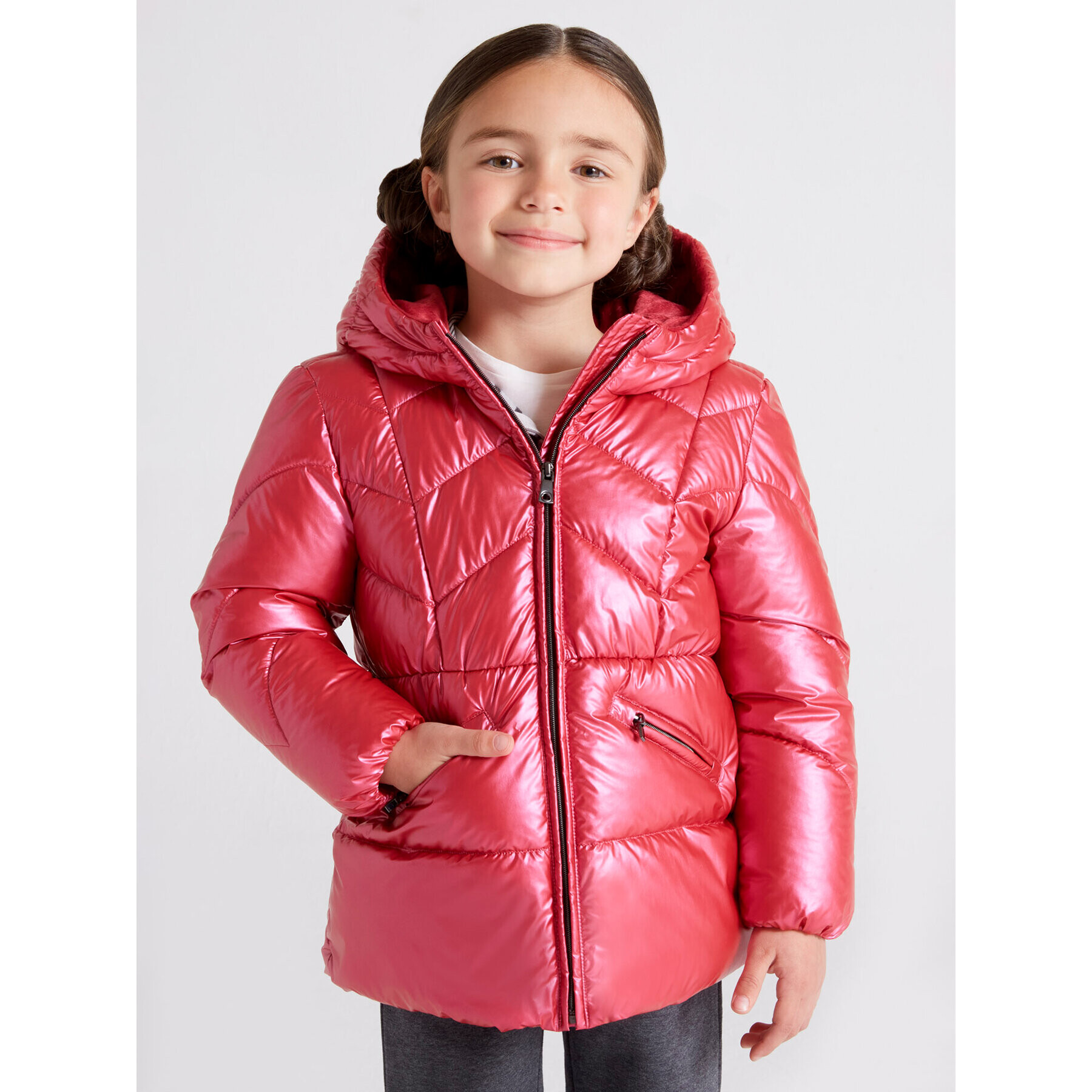 Mayoral Пухено яке 4491 Розов Regular Fit - Pepit.bg