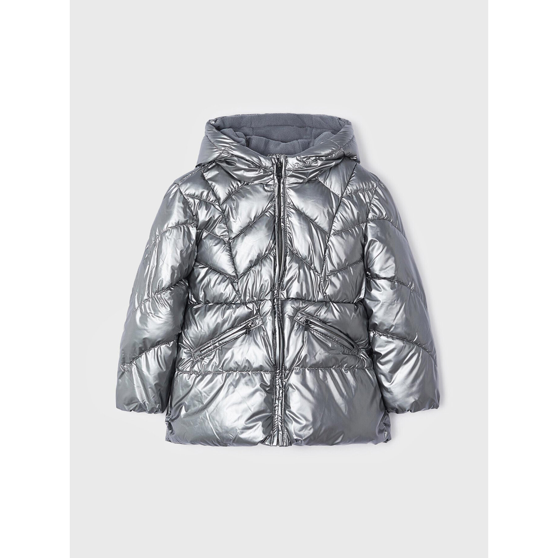 Mayoral Пухено яке 4491 Сребрист Regular Fit - Pepit.bg