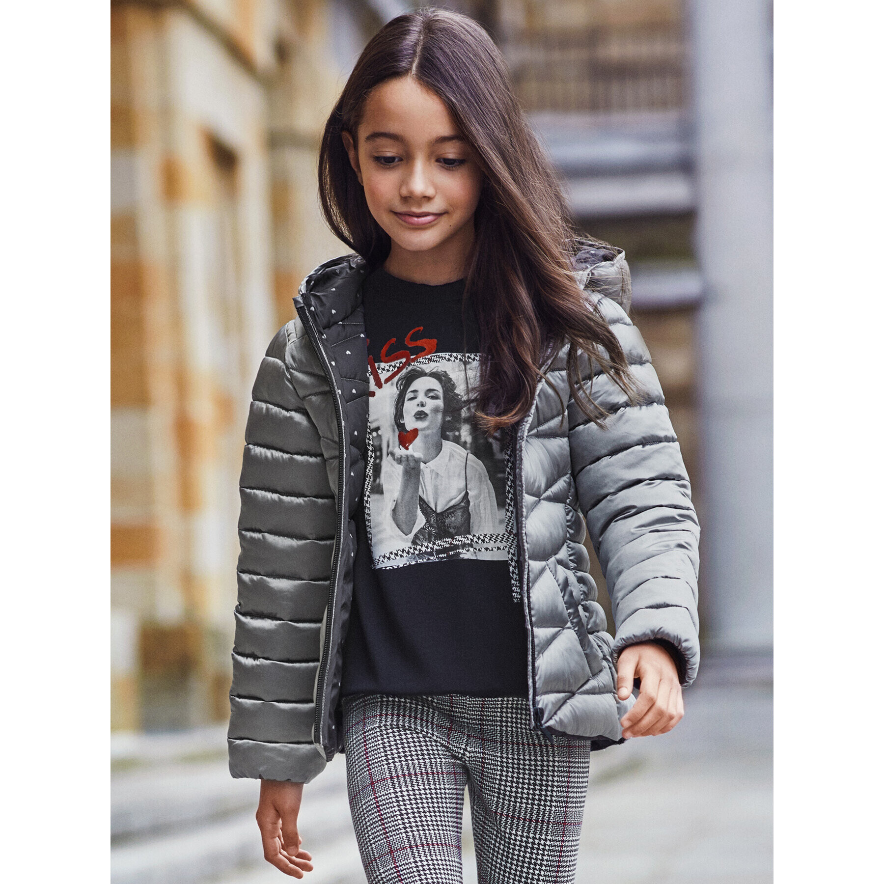 Mayoral Пухено яке 7487 Сив Regular Fit - Pepit.bg