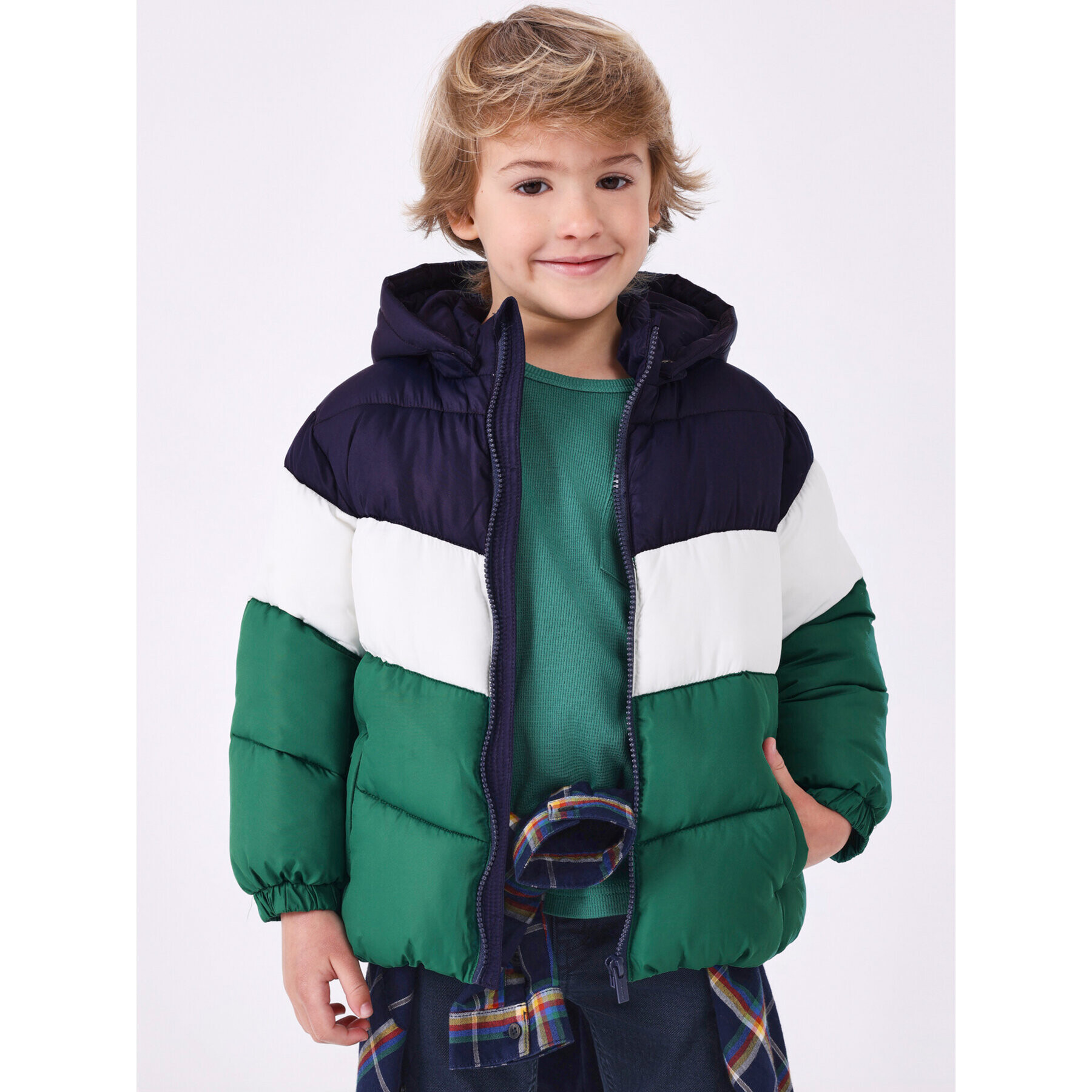 Mayoral Пухено яке 4.435 Зелен Regular Fit - Pepit.bg