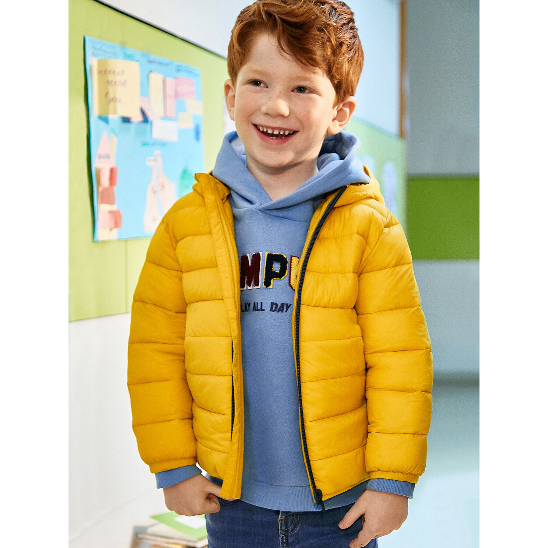 Mayoral Пухено яке 4.437 Жълт Regular Fit - Pepit.bg