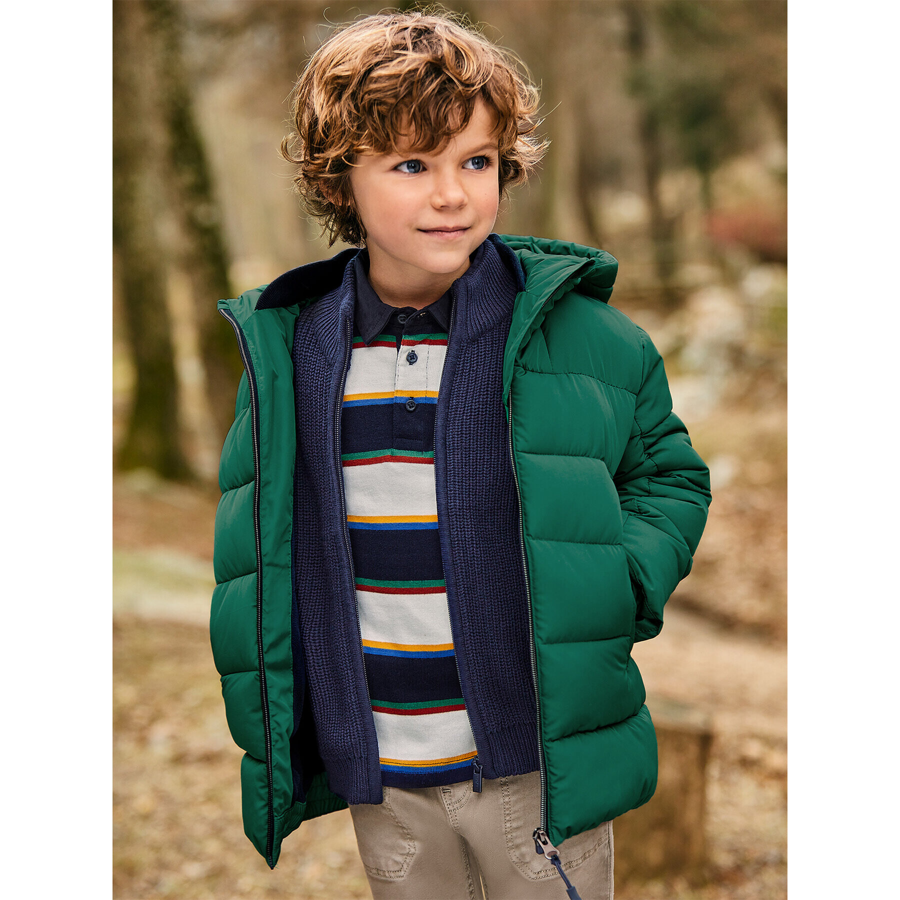 Mayoral Пухено яке 4.440 Зелен Regular Fit - Pepit.bg