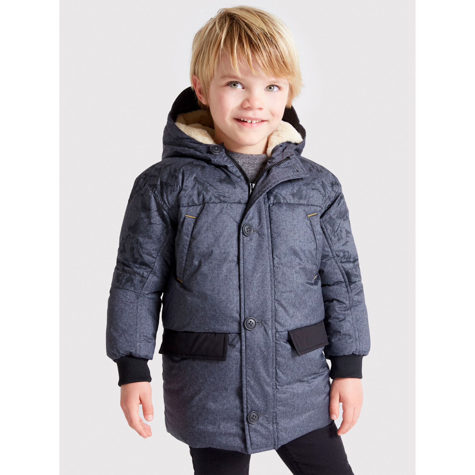 Mayoral Пухено яке 4462 Сив Regular Fit - Pepit.bg