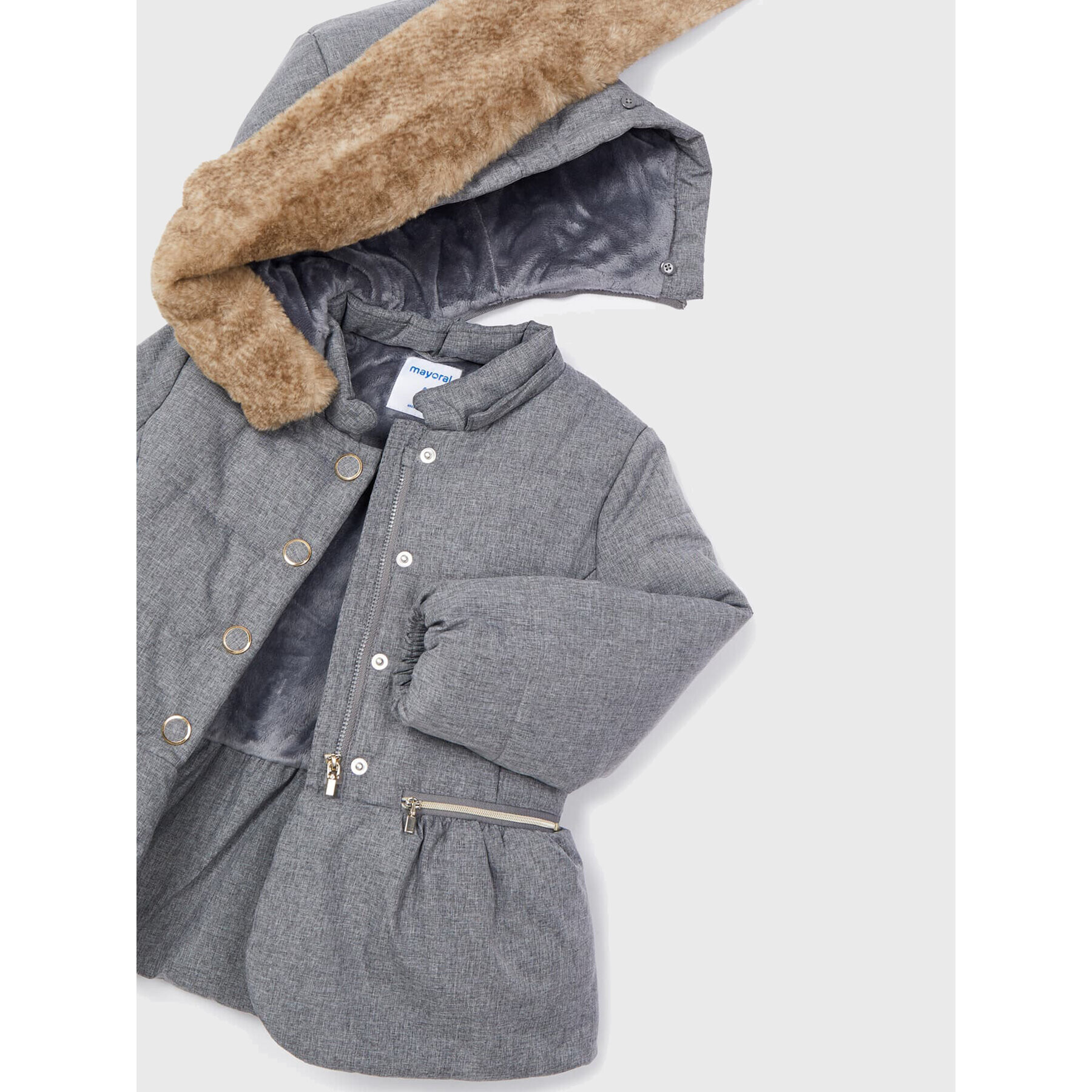 Mayoral Пухено яке 4486 Сив Regular Fit - Pepit.bg