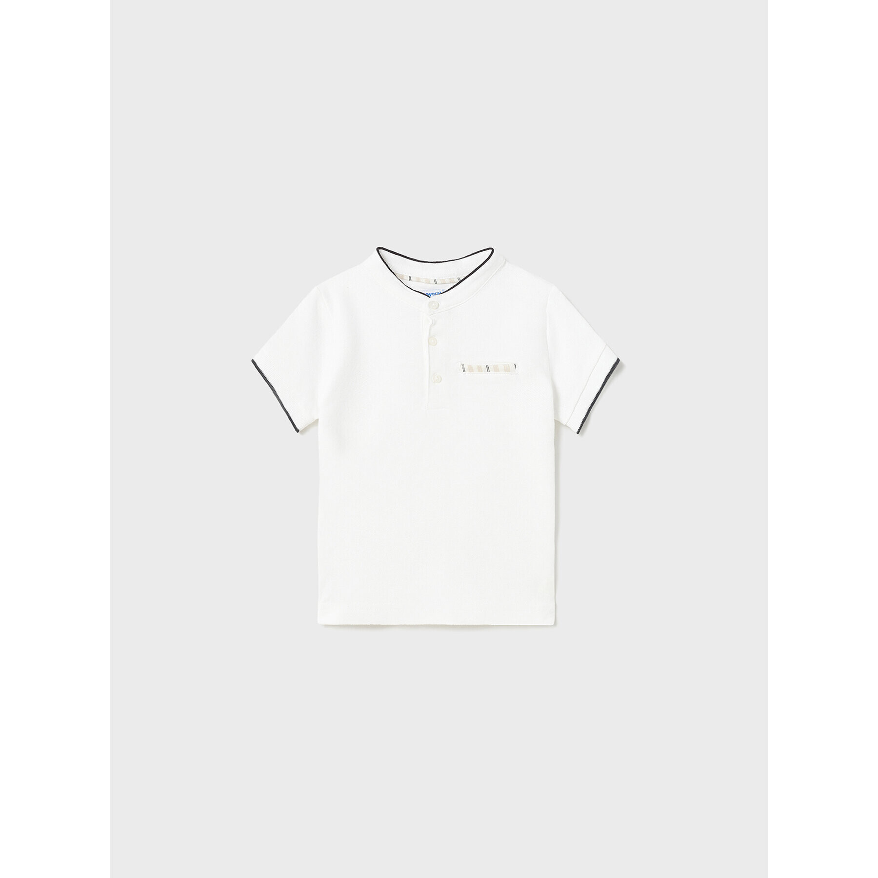 Mayoral Тениска с яка и копчета 1101 Бял Regular Fit - Pepit.bg