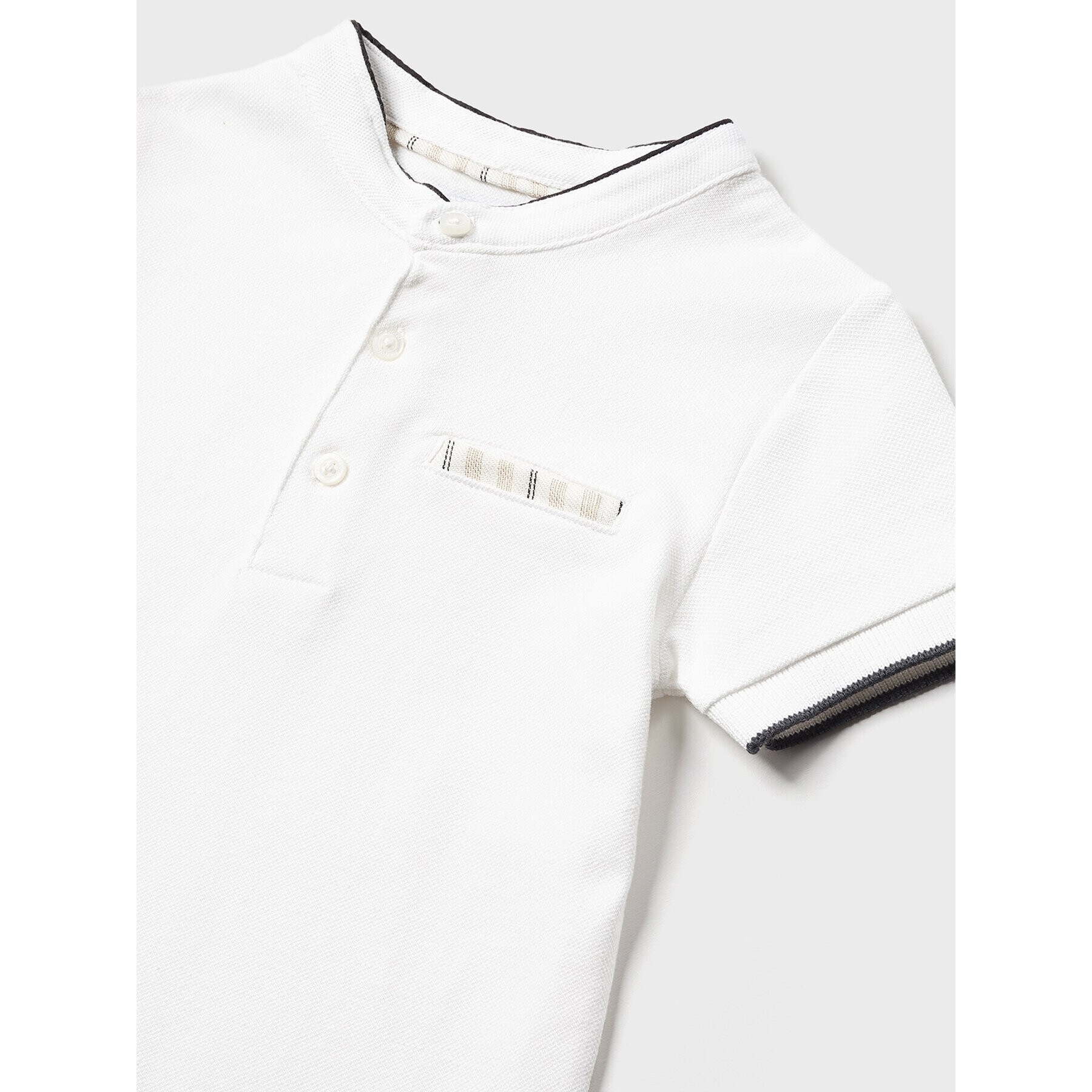 Mayoral Тениска с яка и копчета 1101 Бял Regular Fit - Pepit.bg