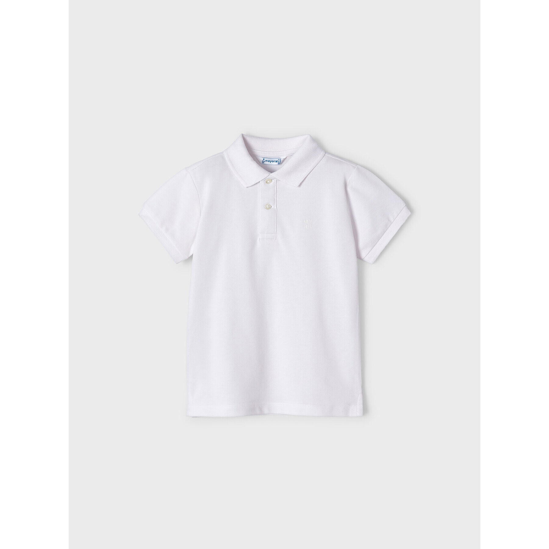 Mayoral Тениска с яка и копчета 150 Бял Regular Fit - Pepit.bg