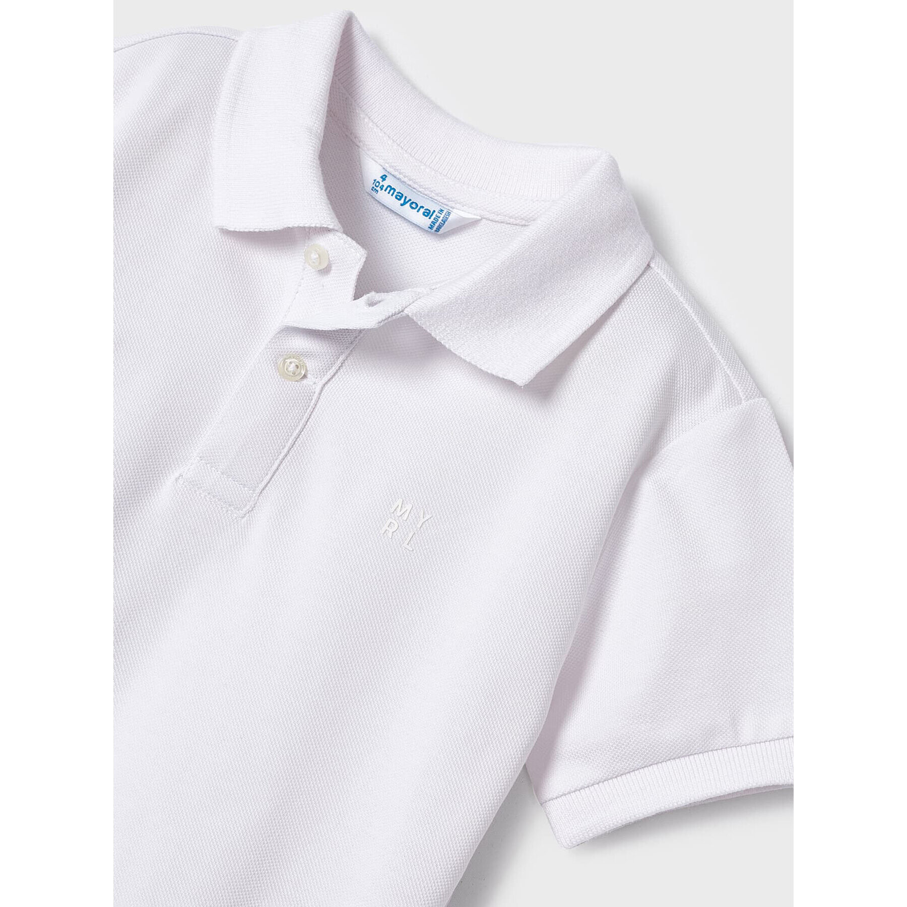 Mayoral Тениска с яка и копчета 150 Бял Regular Fit - Pepit.bg