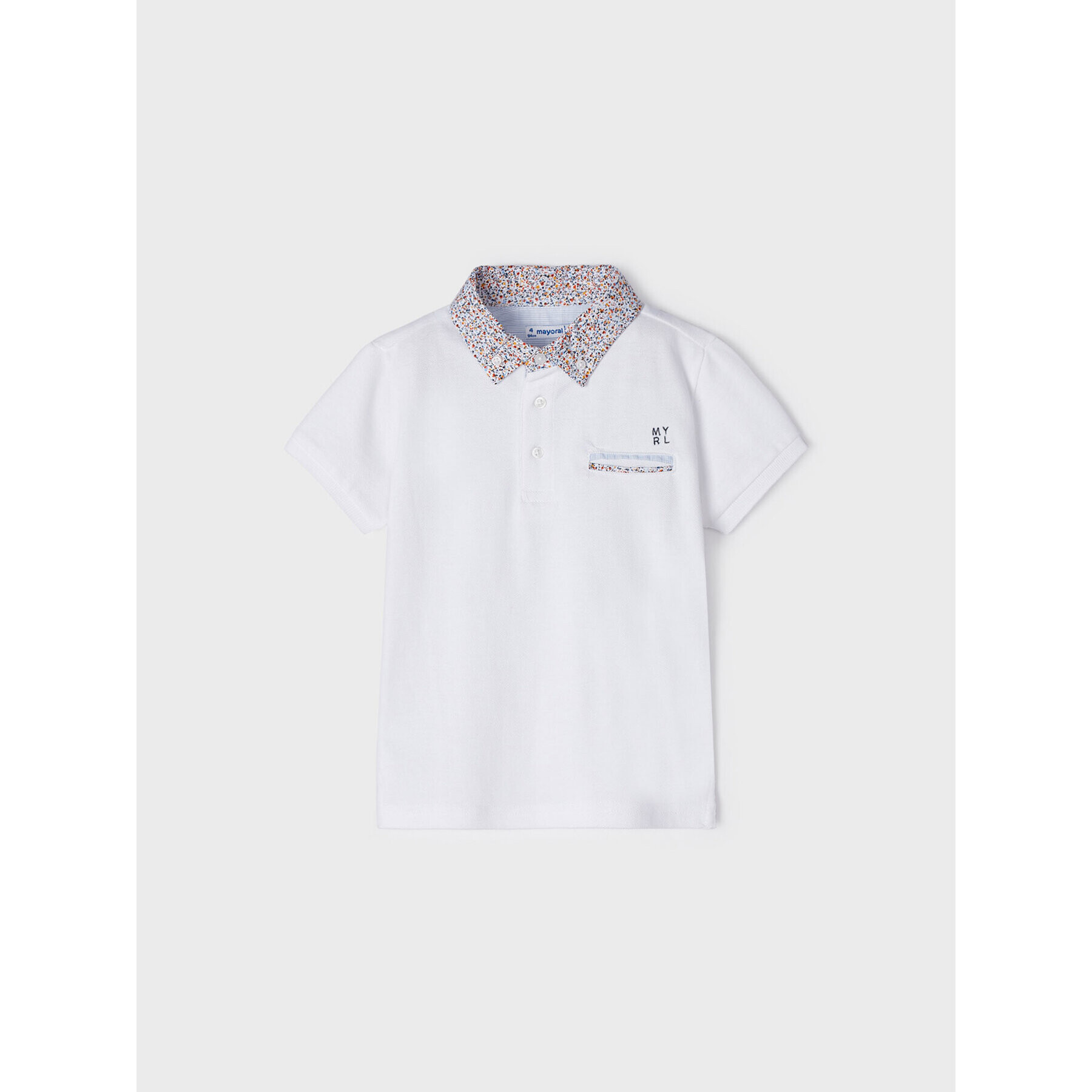 Mayoral Тениска с яка и копчета 3152 Бял Regular Fit - Pepit.bg