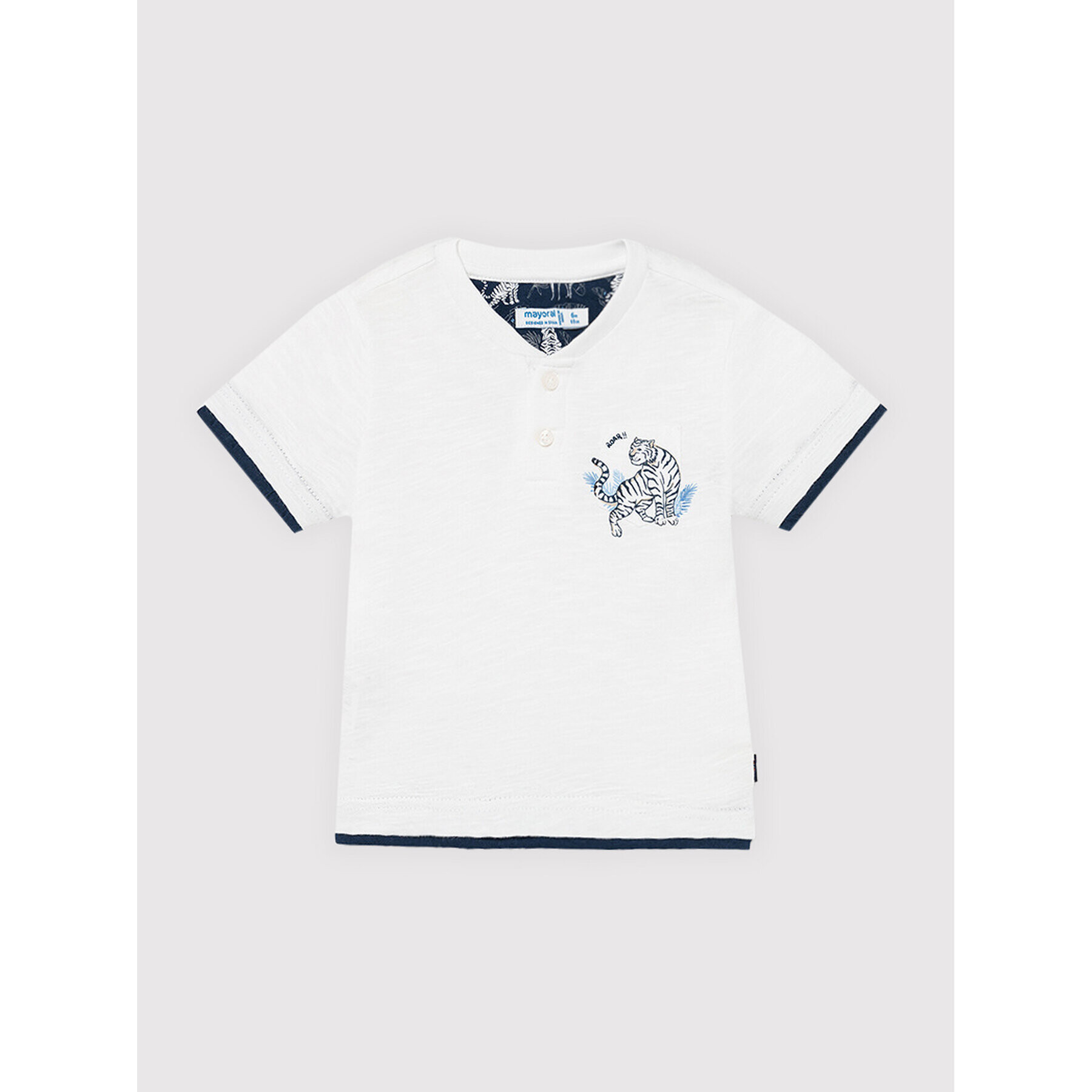 Mayoral Тениска с яка и копчета 1004 Бял Regular Fit - Pepit.bg