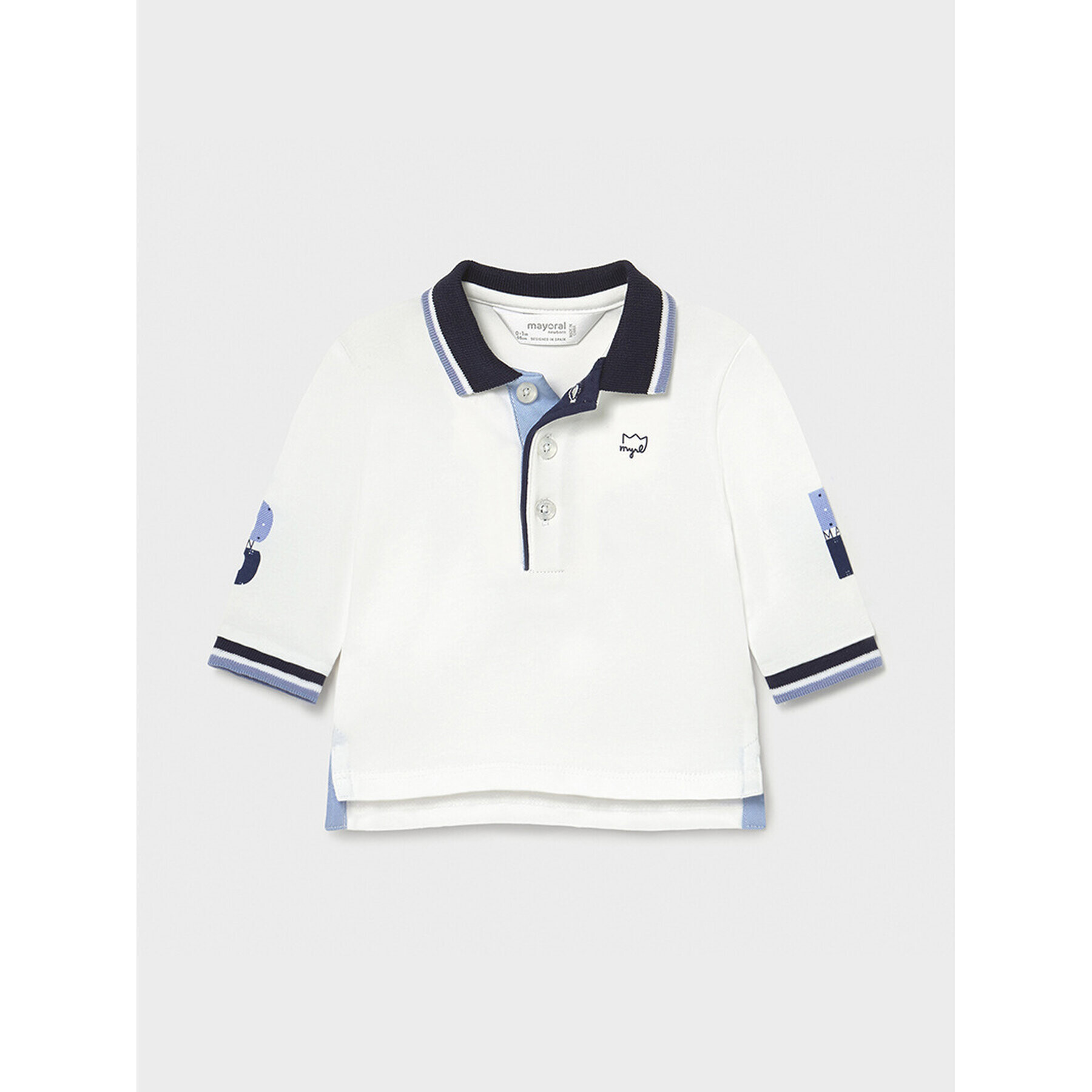 Mayoral Тениска с яка и копчета 1171 Бял Regular Fit - Pepit.bg