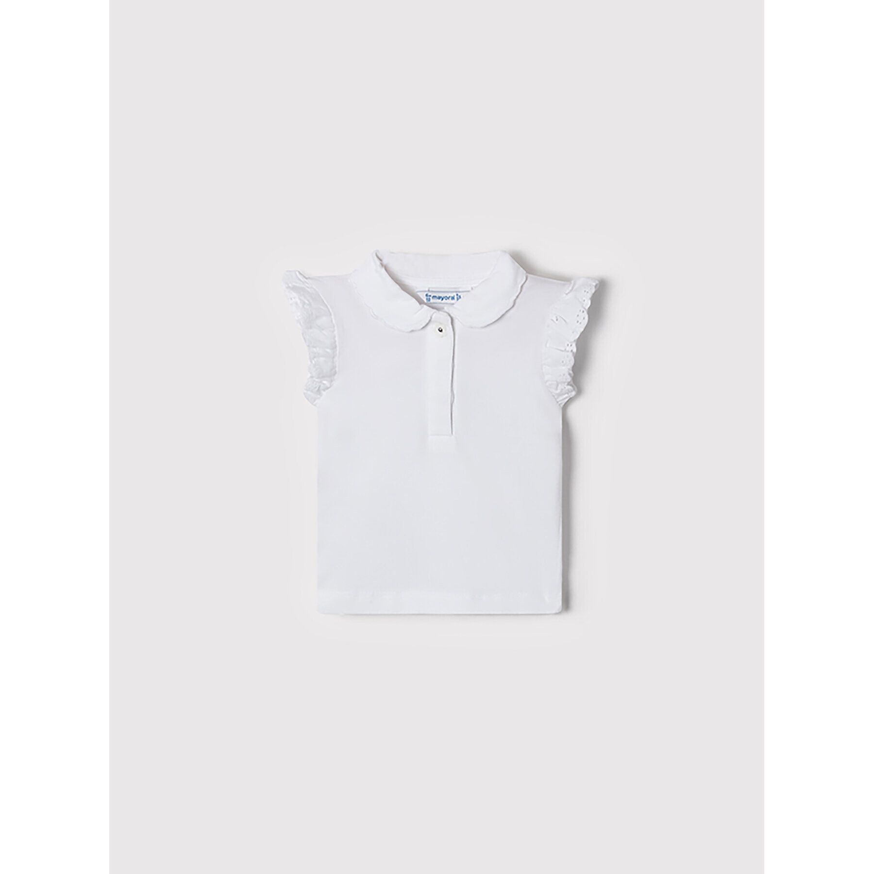 Mayoral Тениска с яка и копчета 1184 Бял Regular Fit - Pepit.bg