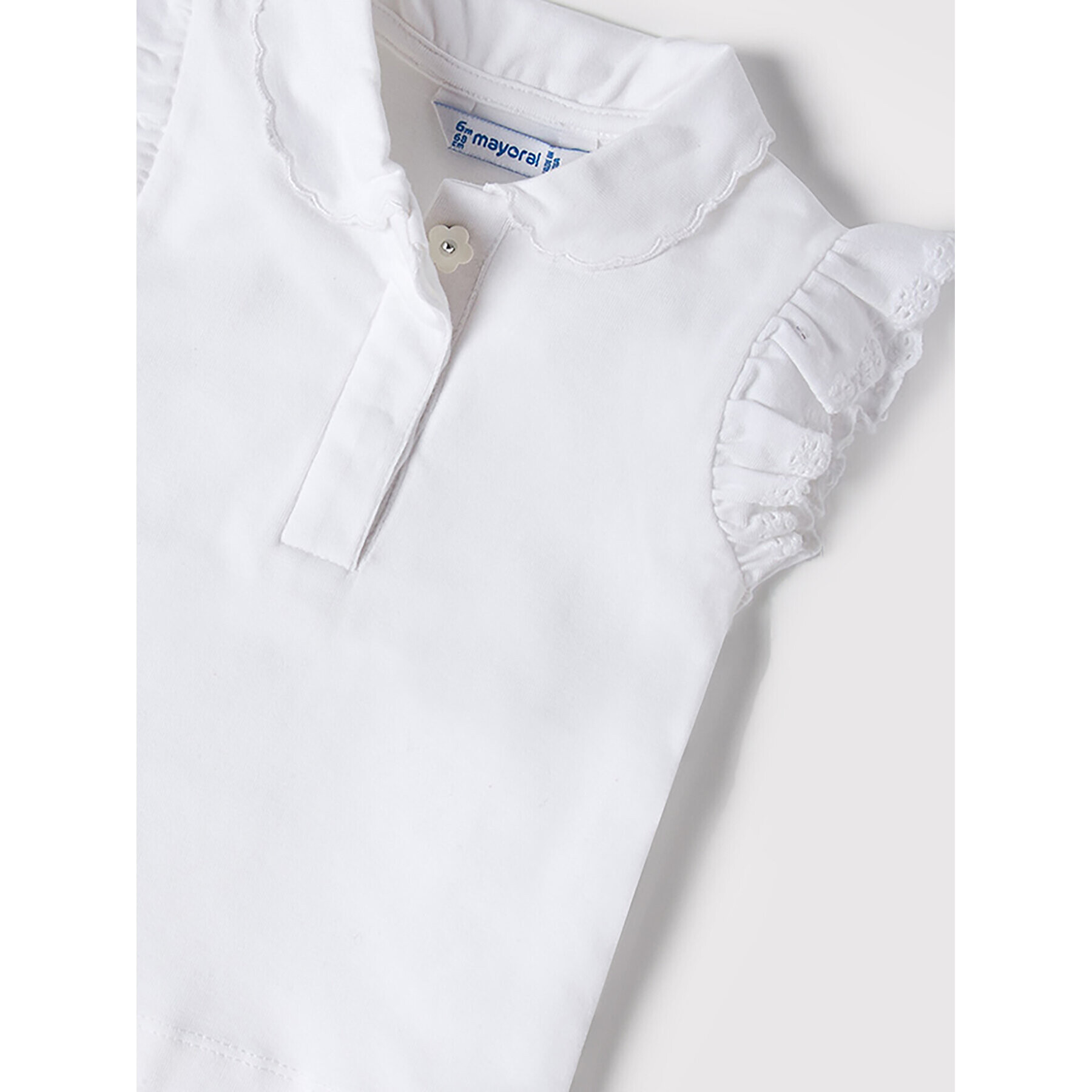 Mayoral Тениска с яка и копчета 1184 Бял Regular Fit - Pepit.bg