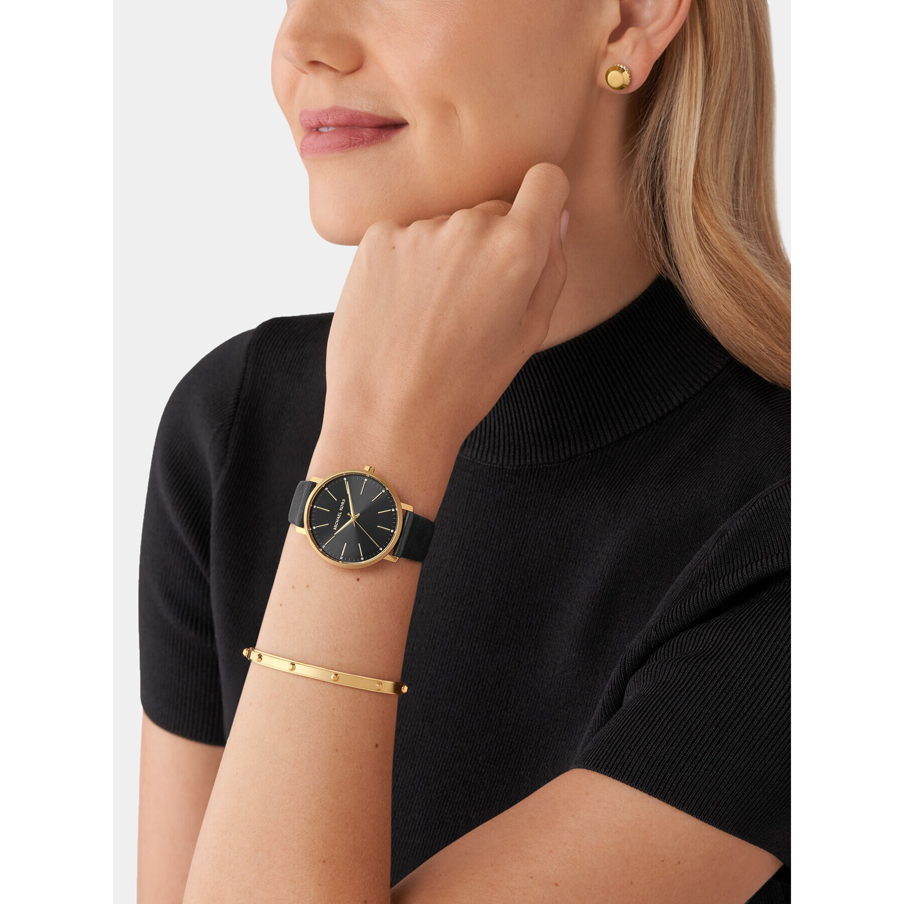 Michael Kors Часовник Pyper MK1077SET Черен - Pepit.bg