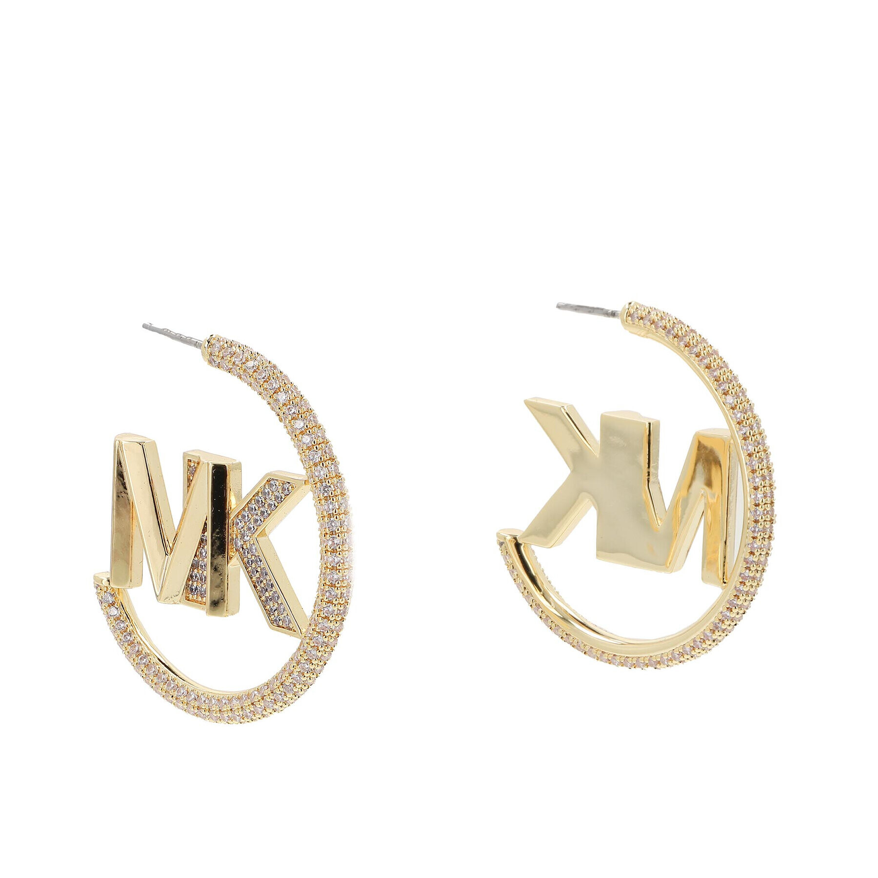 Michael Kors Обици Pavé Logo Hoop Earrings MKJ7786710 Златист - Pepit.bg