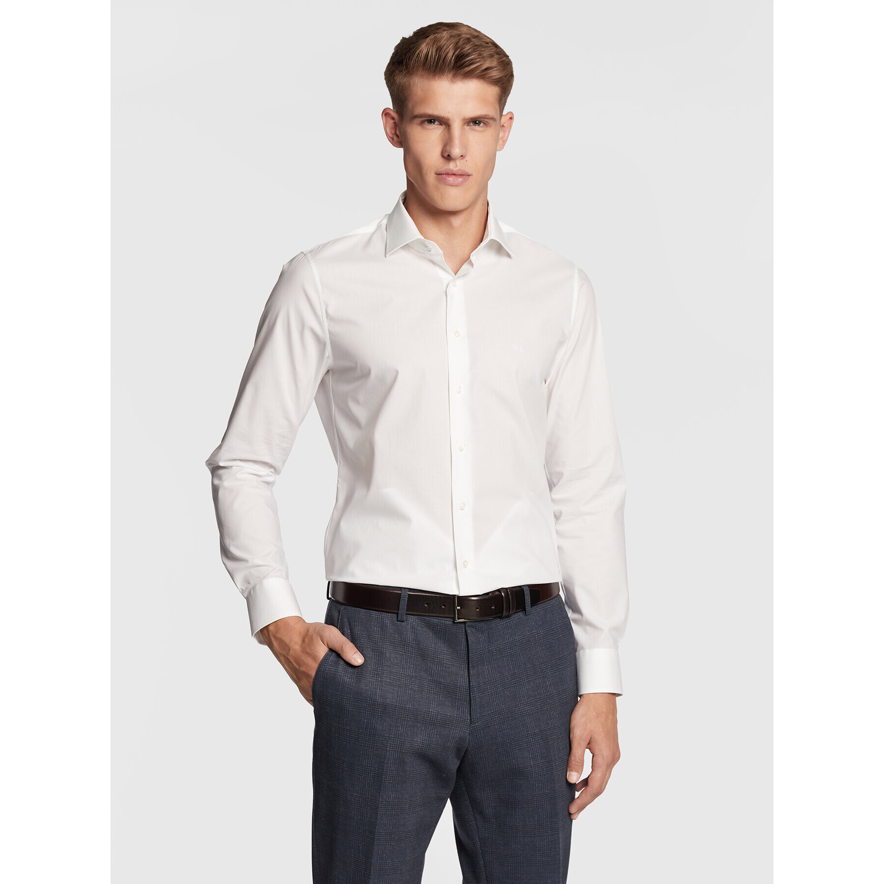 Michael Kors Риза MD0MD90425 Бял Slim Fit - Pepit.bg