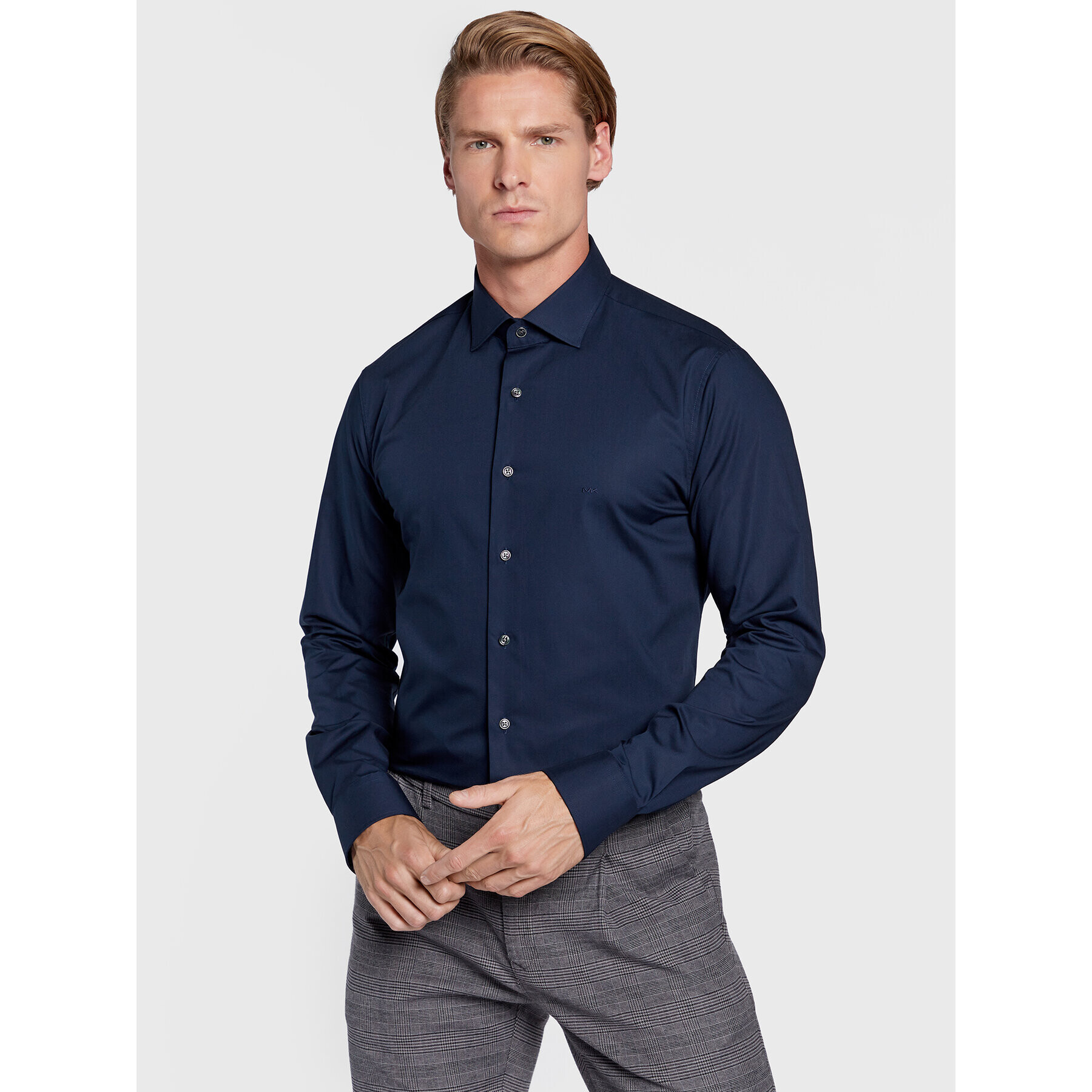 Michael Kors Риза MD0MD90425 Тъмносин Slim Fit - Pepit.bg