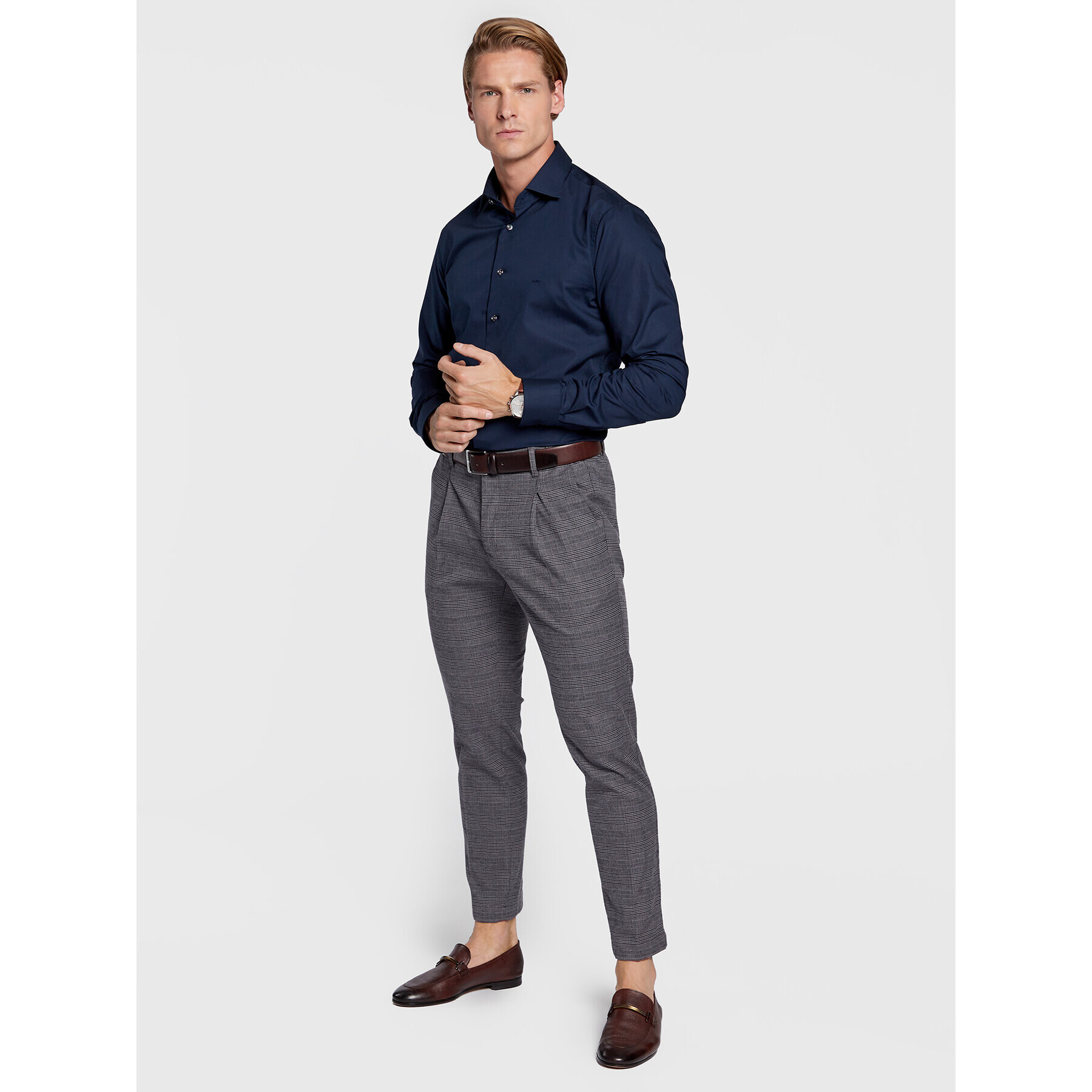 Michael Kors Риза MD0MD90425 Тъмносин Slim Fit - Pepit.bg