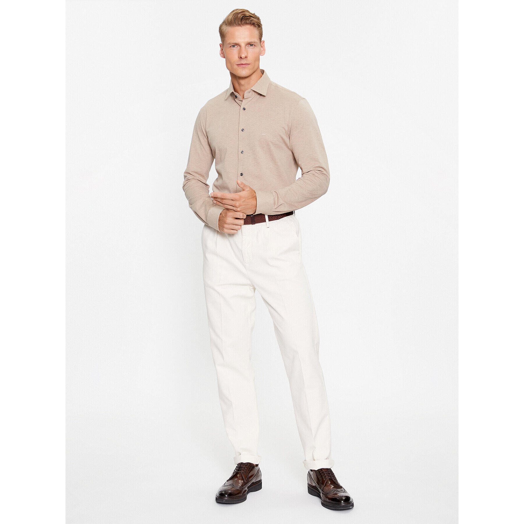 Michael Kors Риза MD0MD91392 Бежов Slim Fit - Pepit.bg