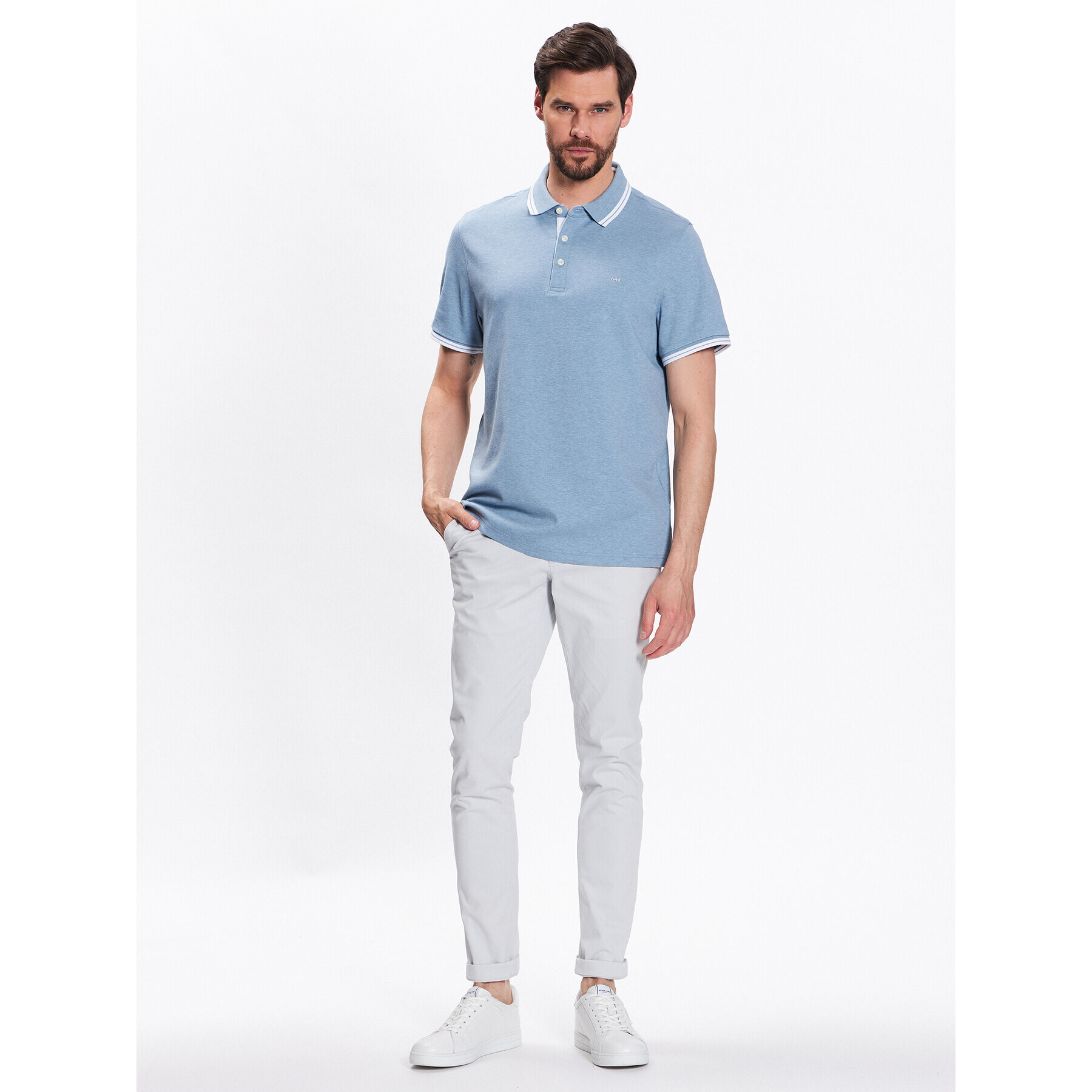 Michael Kors Тениска с яка и копчета CS2512720B Син Regular Fit - Pepit.bg