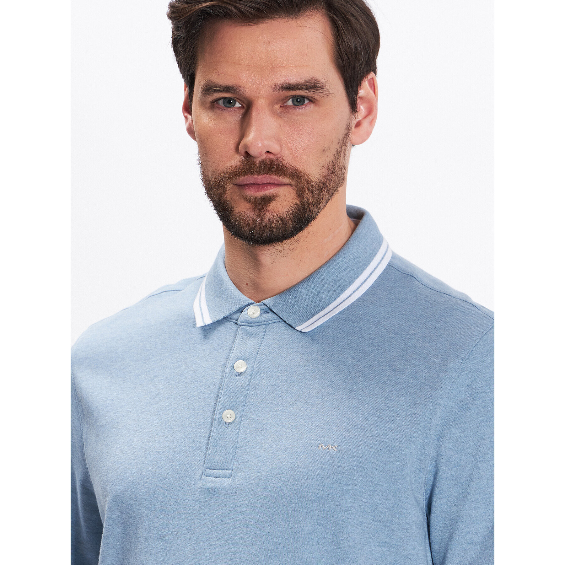 Michael Kors Тениска с яка и копчета CS2512720B Син Regular Fit - Pepit.bg