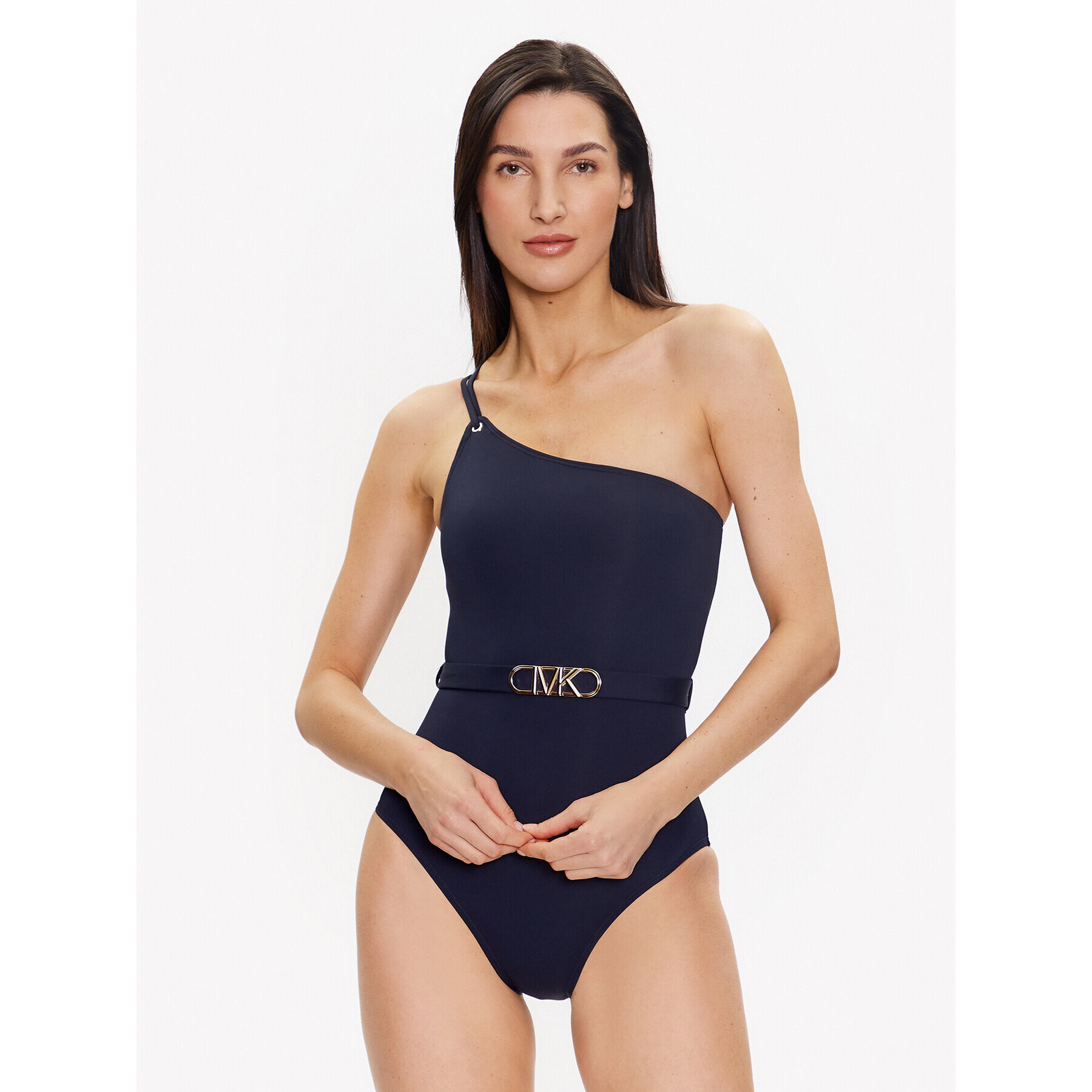 MICHAEL Michael Kors Бански костюм Solid One Shoulder MM1N542 Тъмносин - Pepit.bg