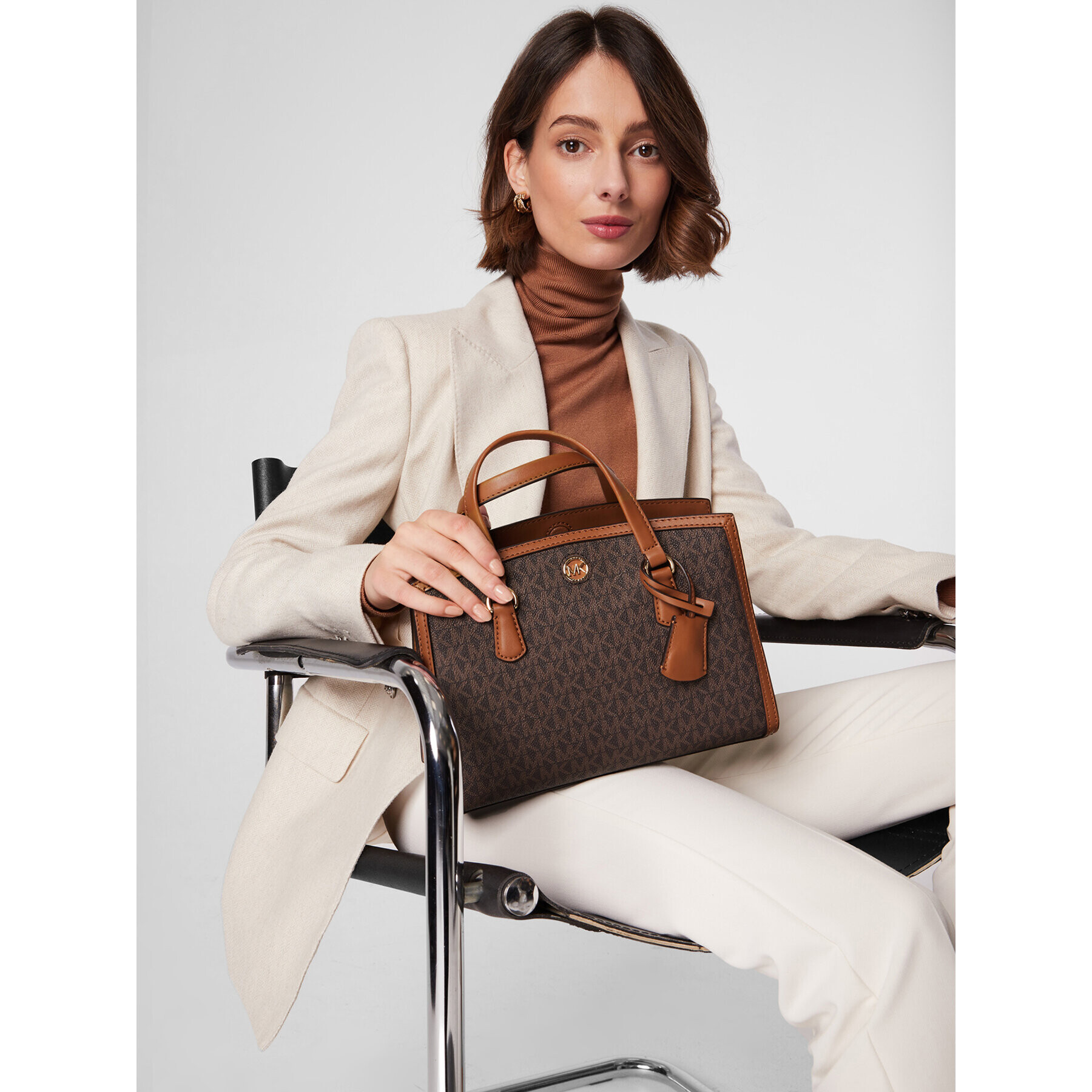 MICHAEL Michael Kors Дамска чанта Chantal 30F2G7CM1B Кафяв - Pepit.bg