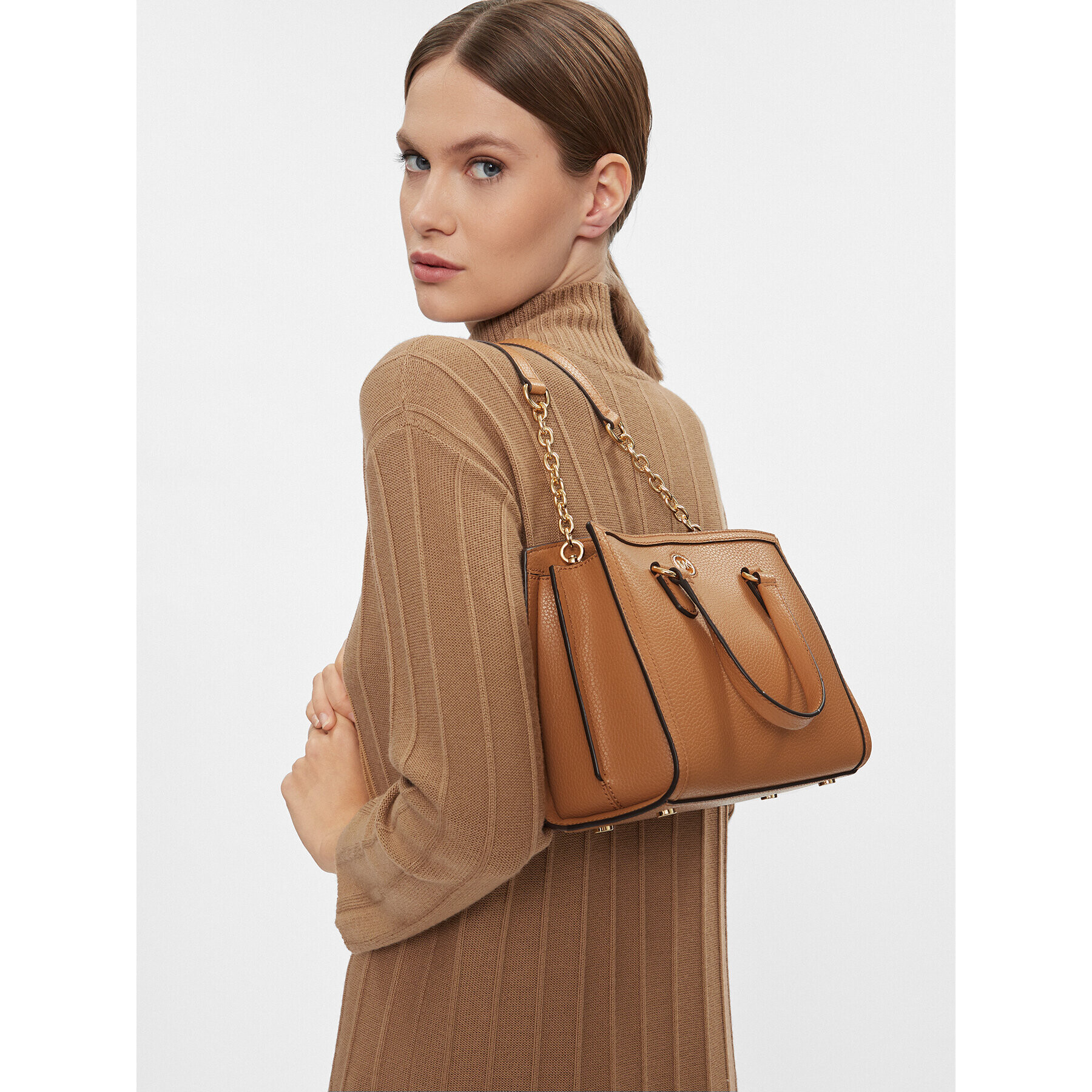 MICHAEL Michael Kors Дамска чанта Chantal 30F2G7CM1T Кафяв - Pepit.bg