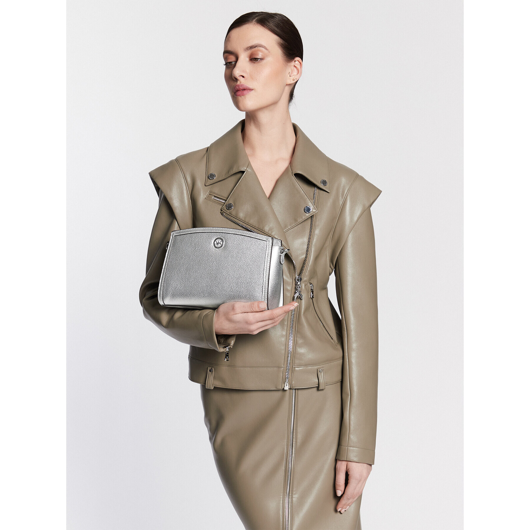 MICHAEL Michael Kors Дамска чанта Chantal 32R3S7CC3L Сребрист - Pepit.bg