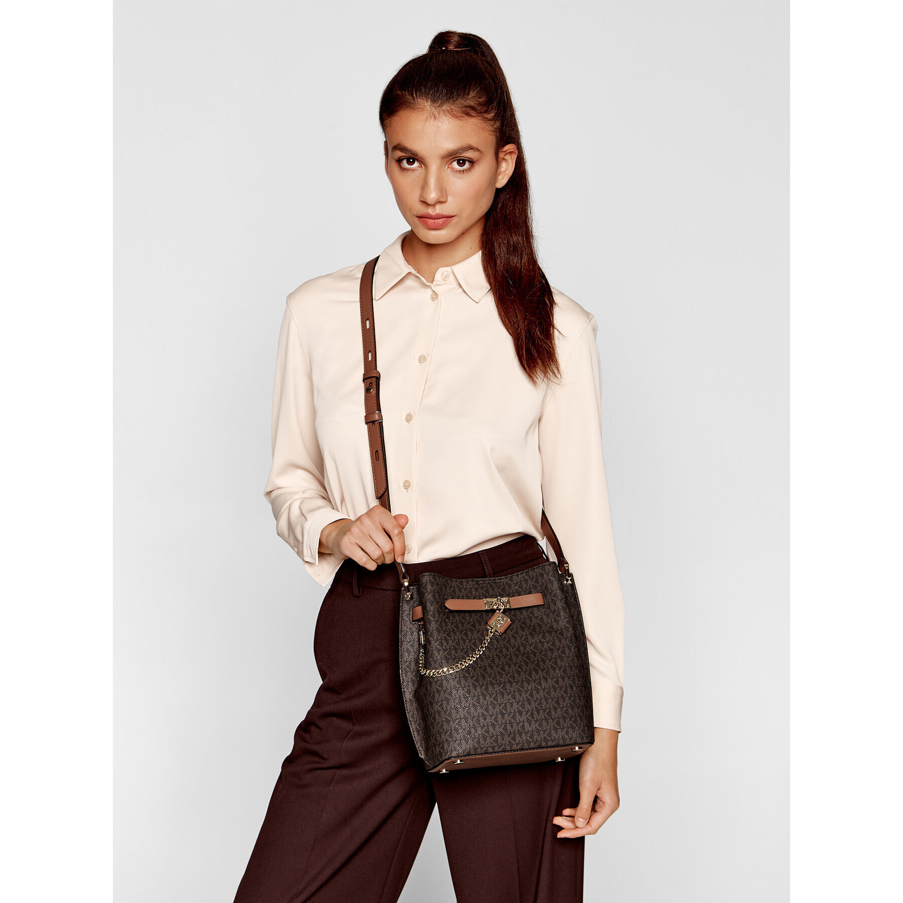 MICHAEL Michael Kors Дамска чанта Hamilton Legacy 30S2G9HM6B Кафяв - Pepit.bg
