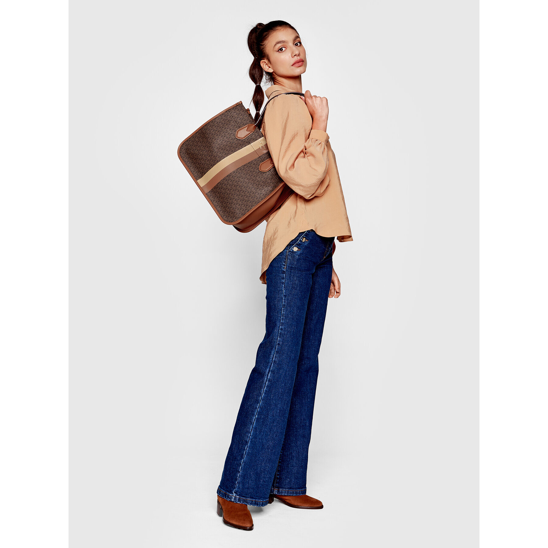 MICHAEL Michael Kors Дамска чанта Heidi 30T2GH6T3B Кафяв - Pepit.bg