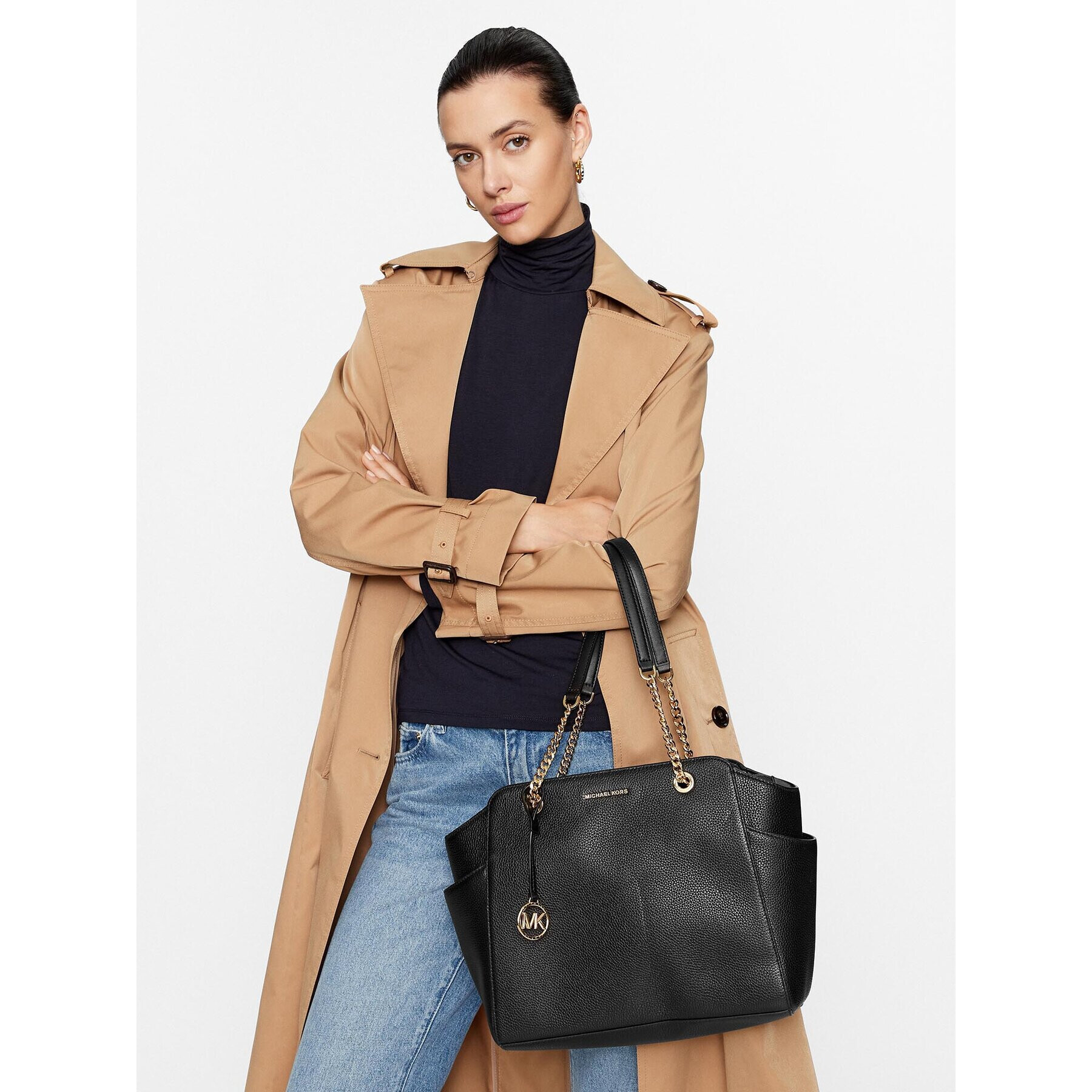 MICHAEL Michael Kors Дамска чанта Jacquelyn 30F3G6JT6L Черен - Pepit.bg