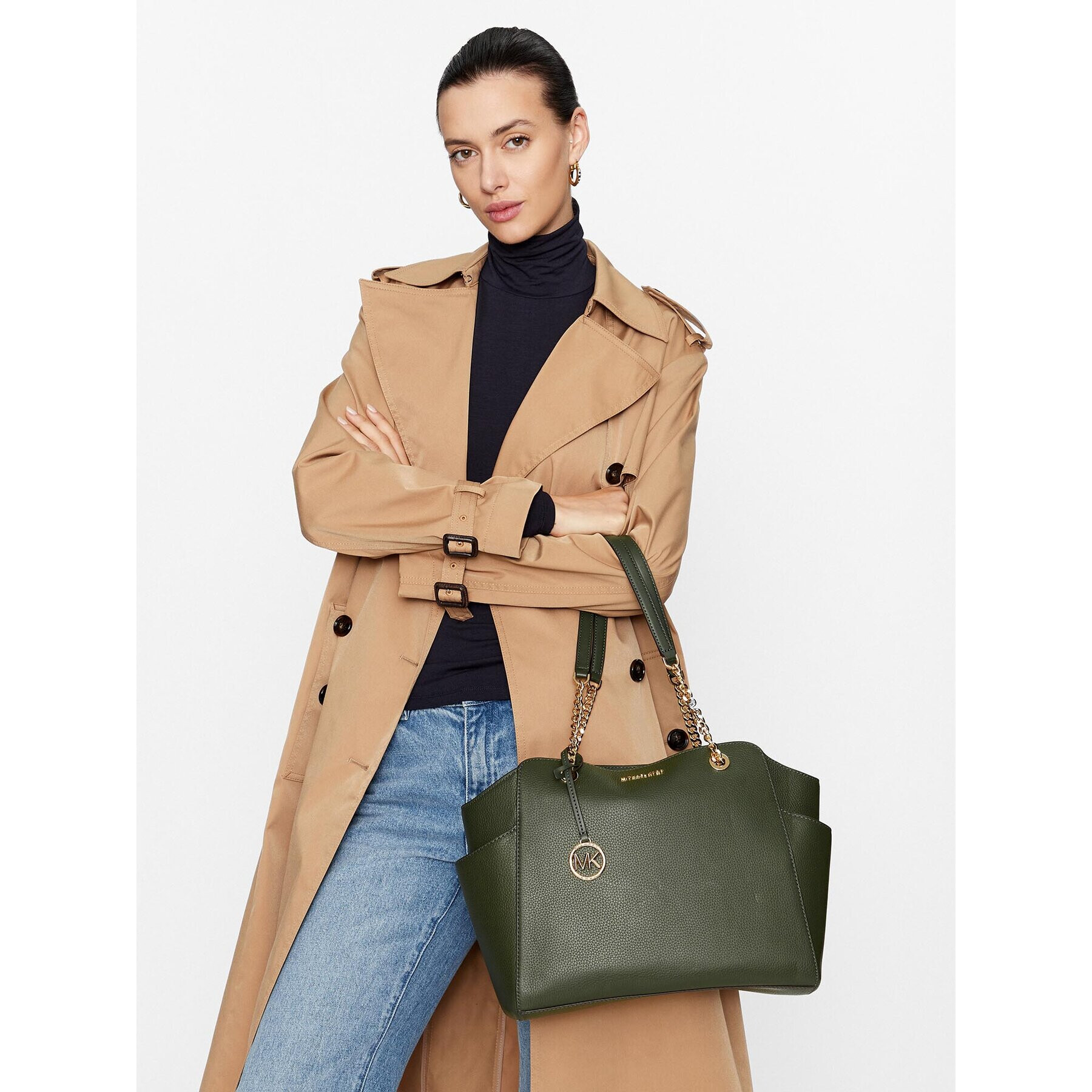 MICHAEL Michael Kors Дамска чанта Jacquelyn 30F3G6JT6L Зелен - Pepit.bg