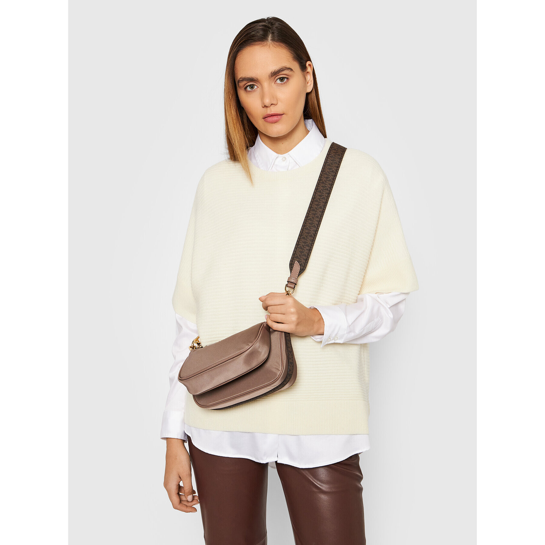 MICHAEL Michael Kors Дамска чанта Jet Set Charm 32F1GT9C6C Кафяв - Pepit.bg