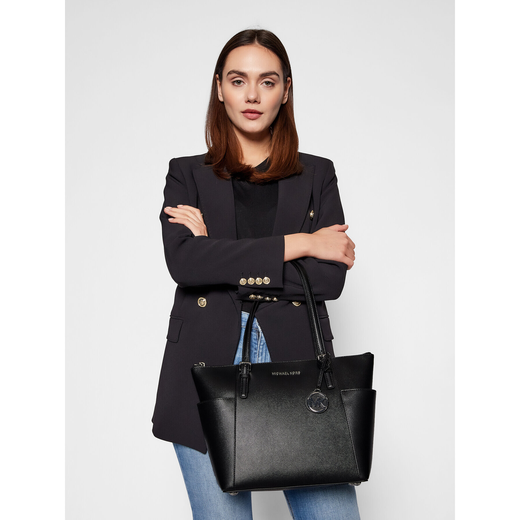 MICHAEL Michael Kors Дамска чанта Jet Set Item 30F2STTT8L Черен - Pepit.bg