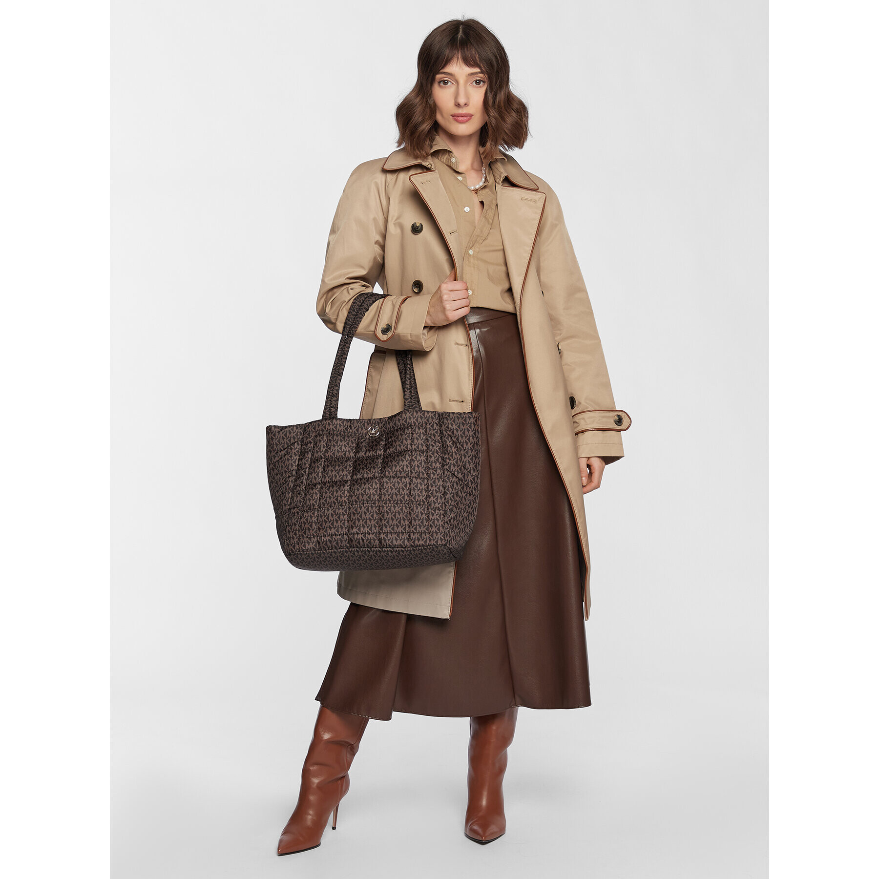 MICHAEL Michael Kors Дамска чанта Lilah 30R3G5LT7B Кафяв - Pepit.bg
