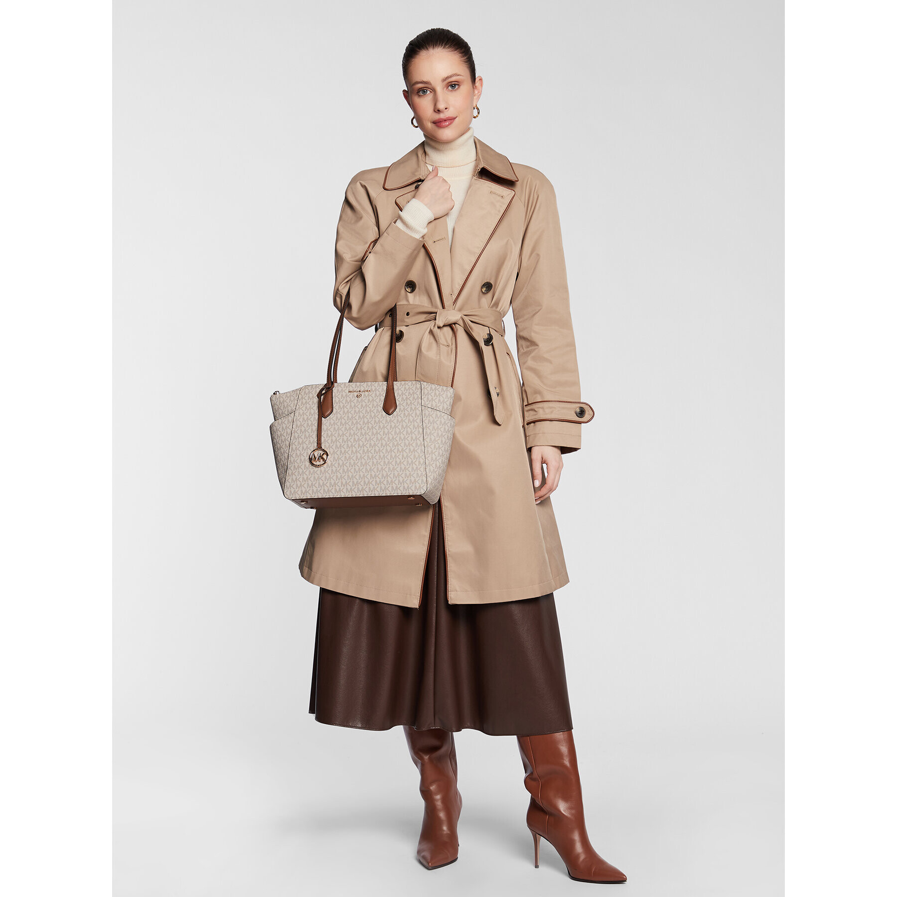 MICHAEL Michael Kors Дамска чанта Marilyn 30S2G6AT2B Бежов - Pepit.bg