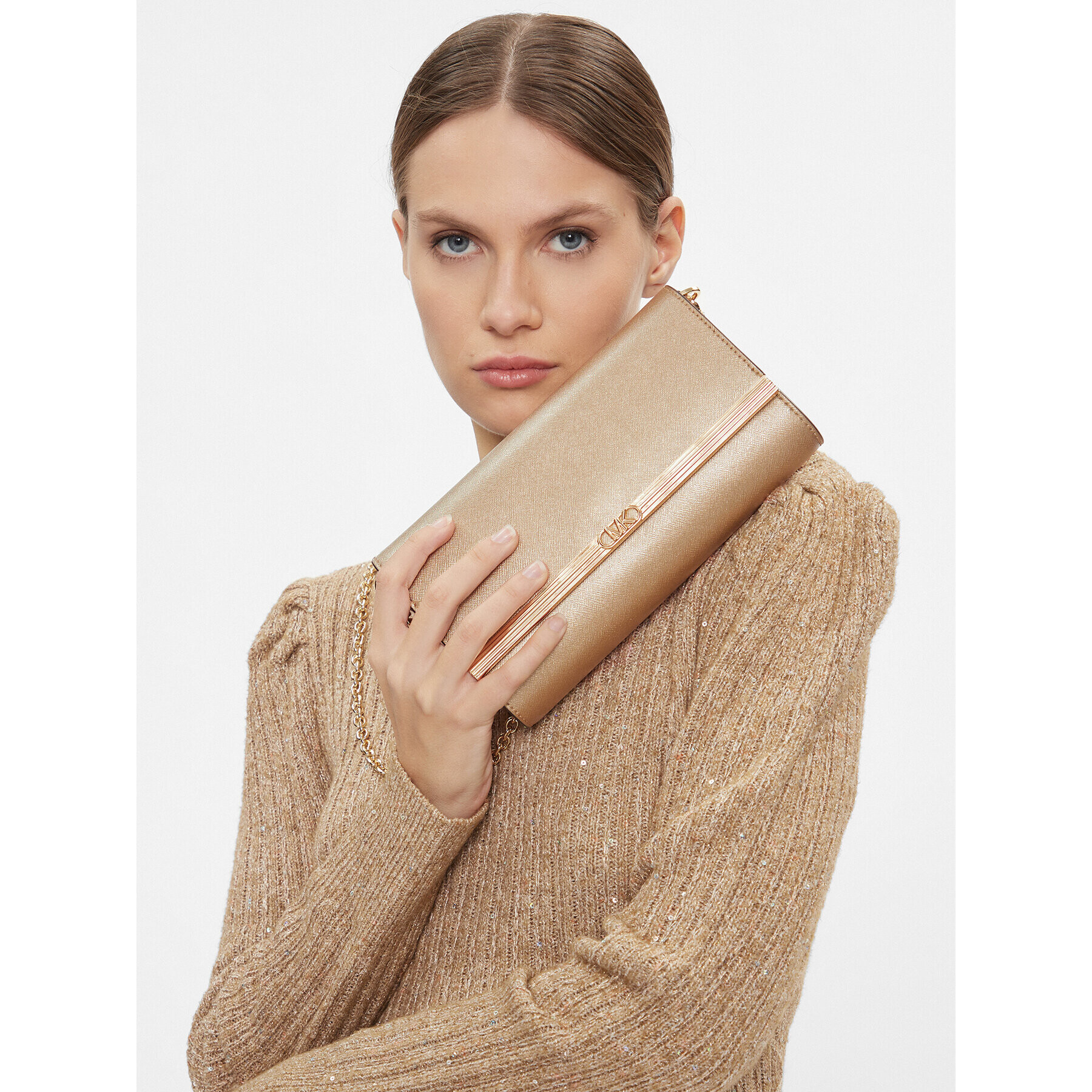 MICHAEL Michael Kors Дамска чанта Mona 30H3G8OC3M Златист - Pepit.bg