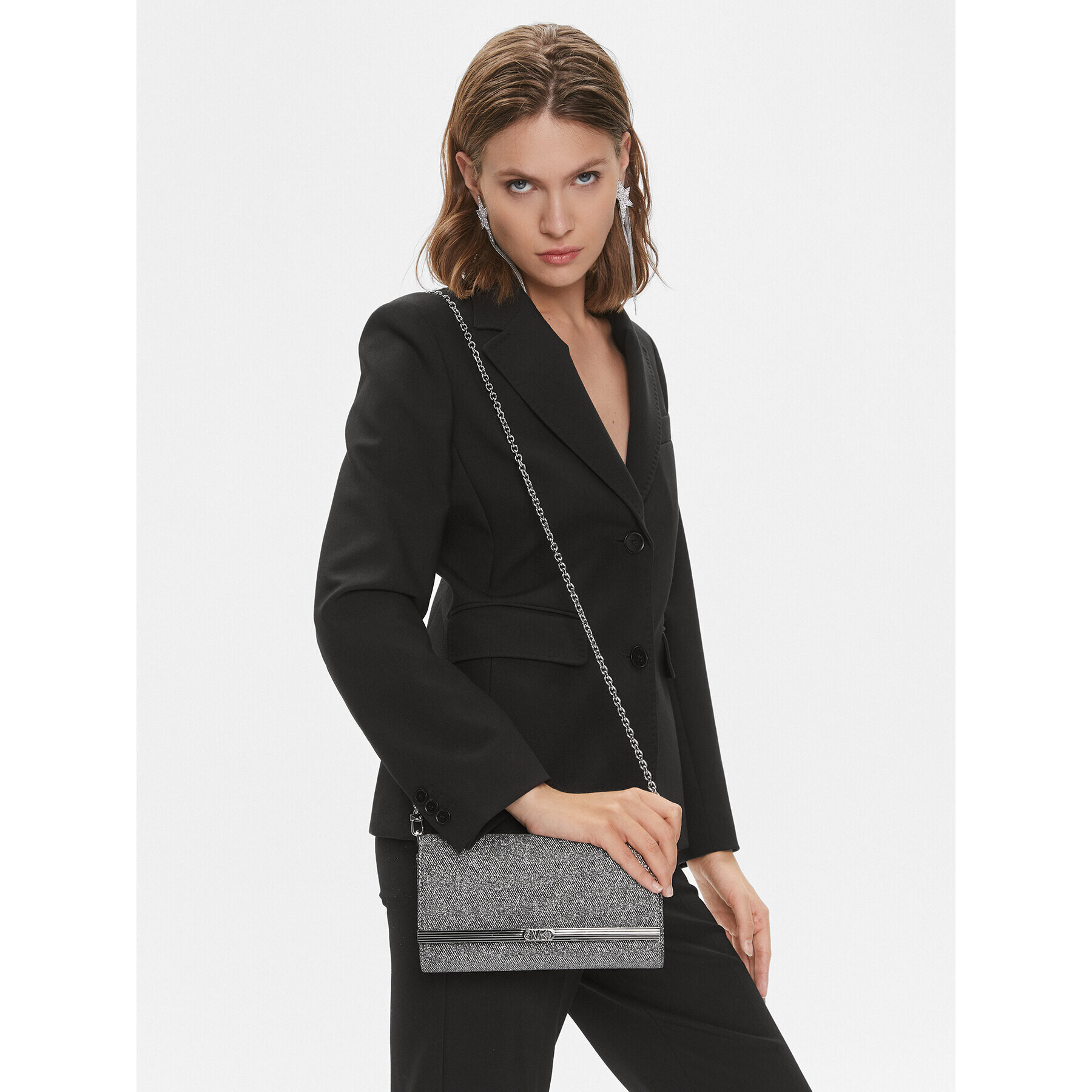 MICHAEL Michael Kors Дамска чанта Mona 30H3S8OC3O Сребрист - Pepit.bg