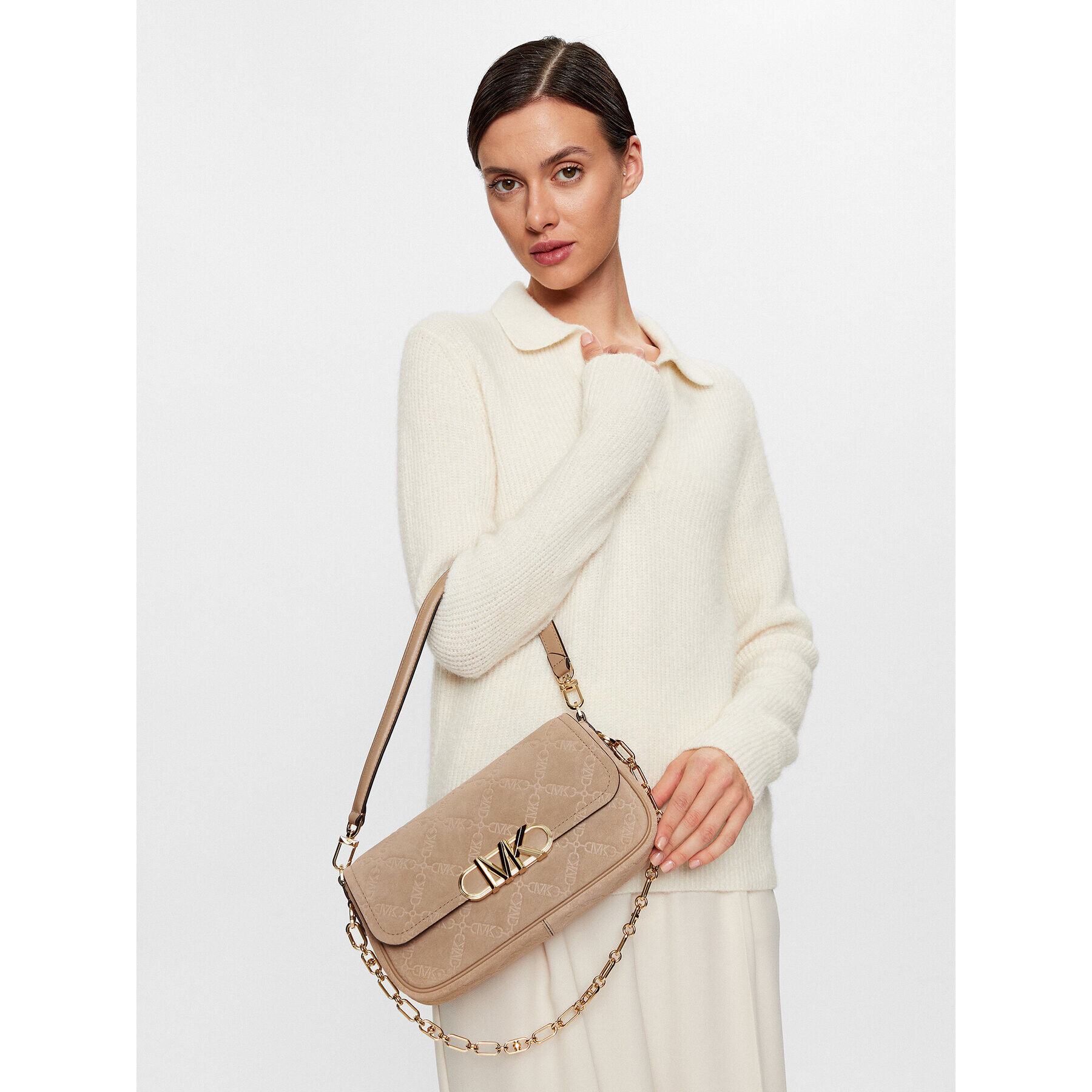 MICHAEL Michael Kors Дамска чанта Parker 30F3G7PC2S Бежов - Pepit.bg