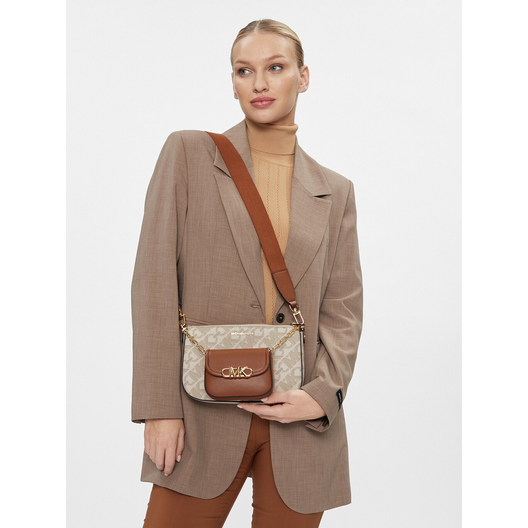 MICHAEL Michael Kors Дамска чанта Parker 32H3G7PC3B Бежов - Pepit.bg