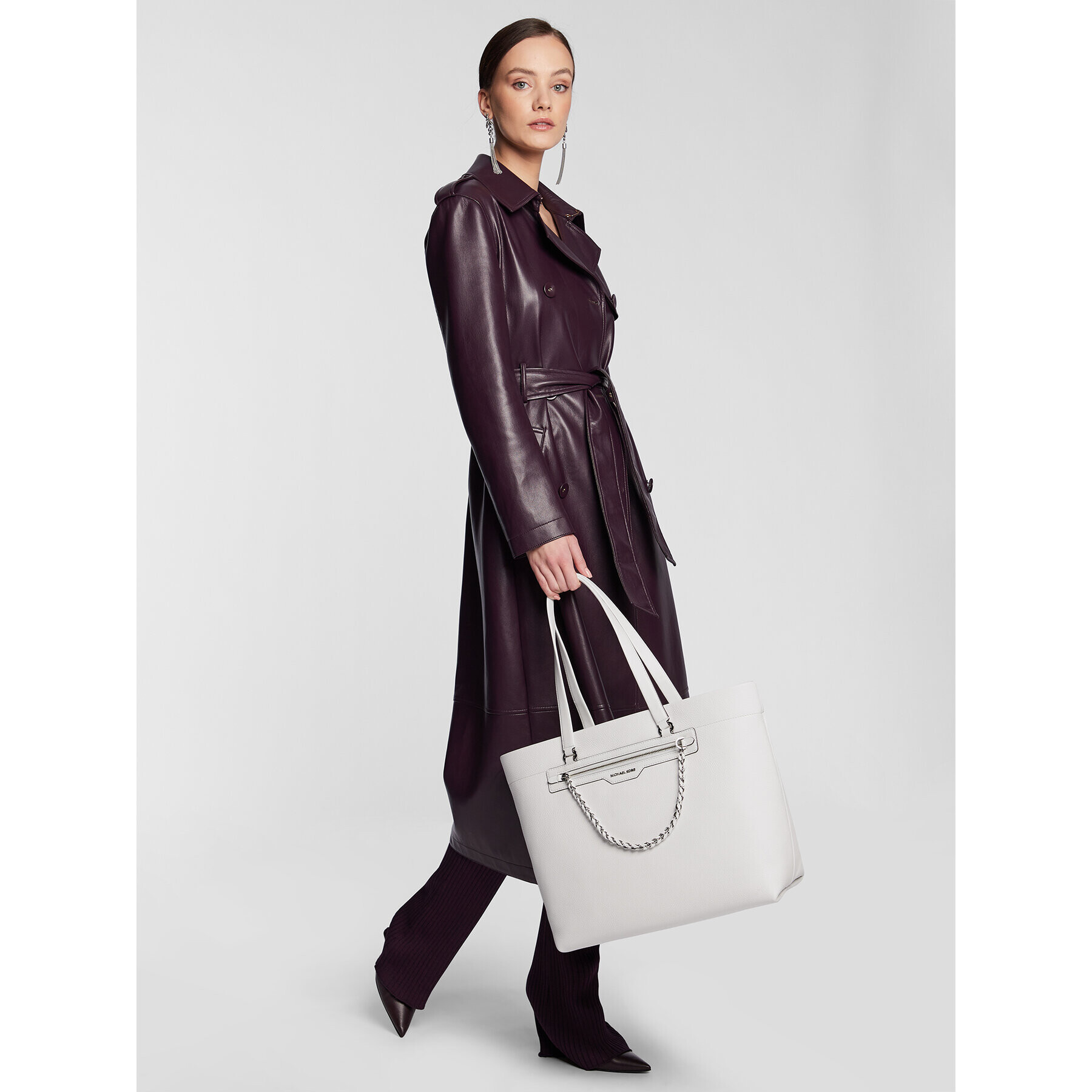 MICHAEL Michael Kors Дамска чанта Slater 30R3S04T3L Бял - Pepit.bg