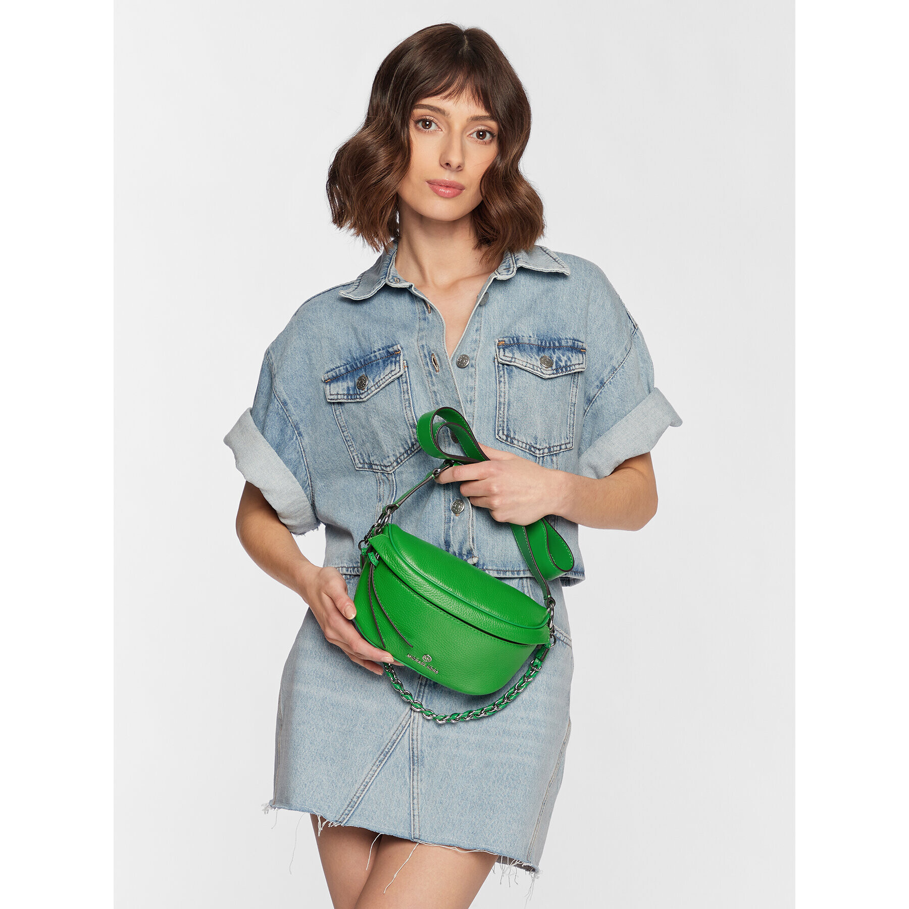 MICHAEL Michael Kors Дамска чанта Slater 30S2S04M1L Зелен - Pepit.bg